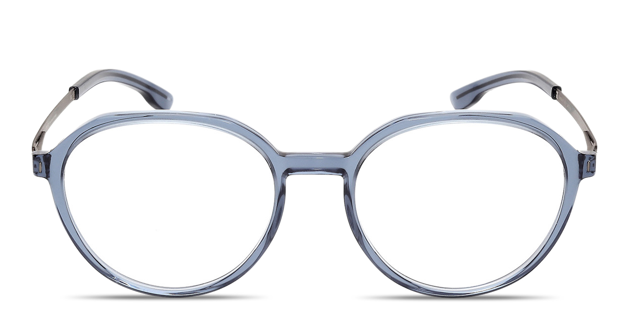Shop ic! berlin Elis Unisex Panthos Eyeglasses in Transparent Light Blue online.