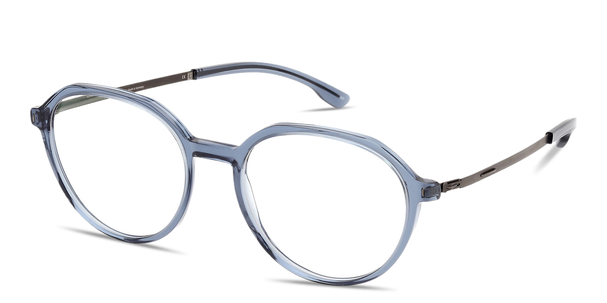 Shop ic! berlin Elis Unisex Panthos Eyeglasses in Transparent Light Blue online.