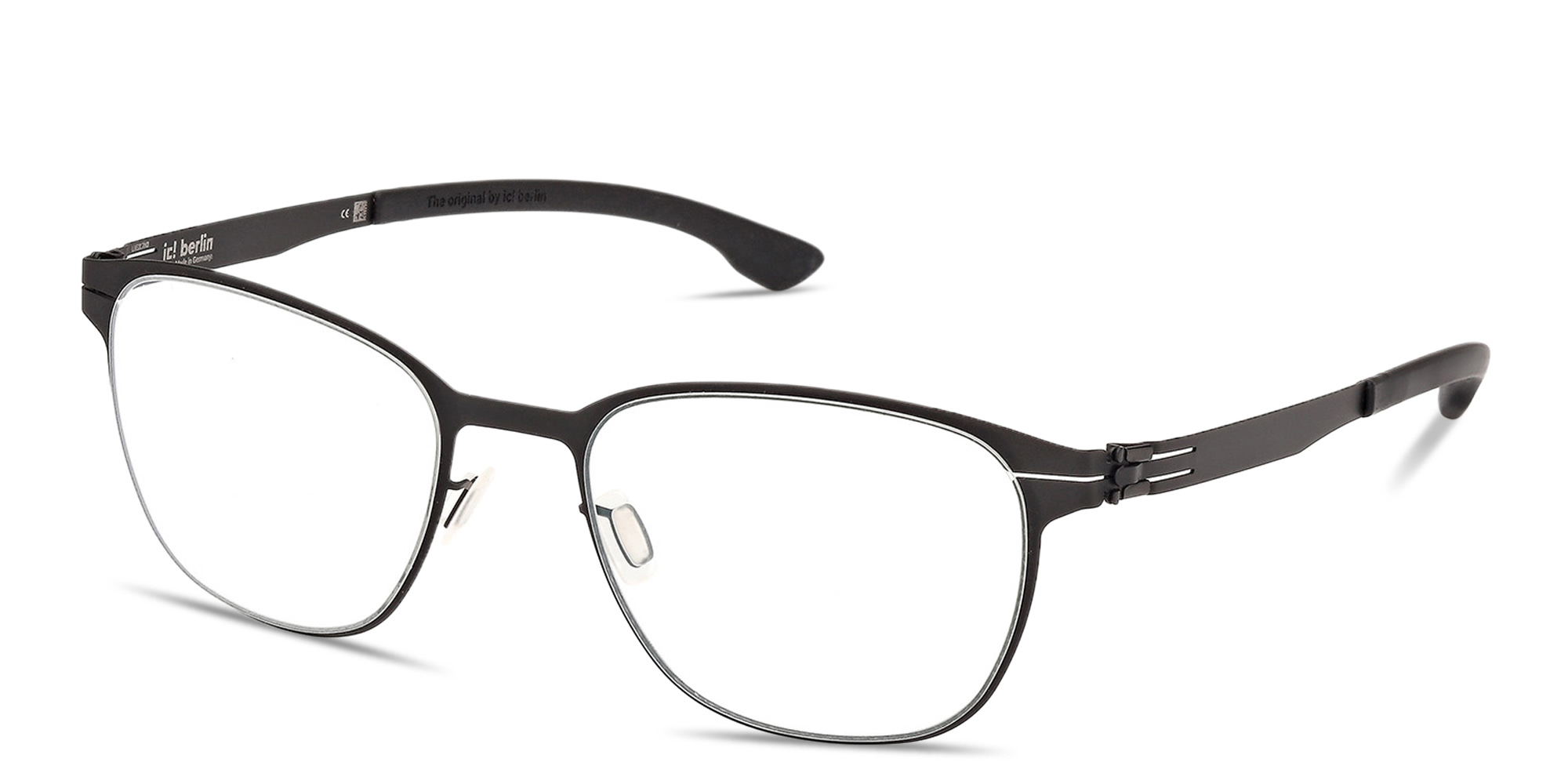 Shop ic! berlin Luka Unisex Square Eyeglasses in Matte Black online.