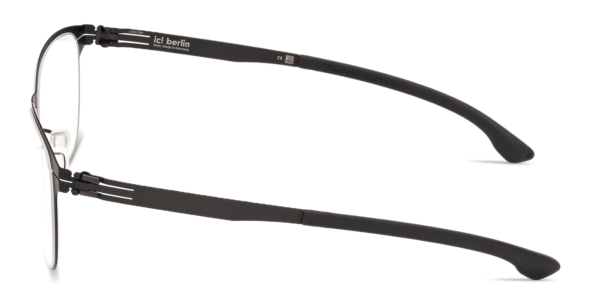 Shop ic! berlin Luka Unisex Square Eyeglasses in Matte Black online.