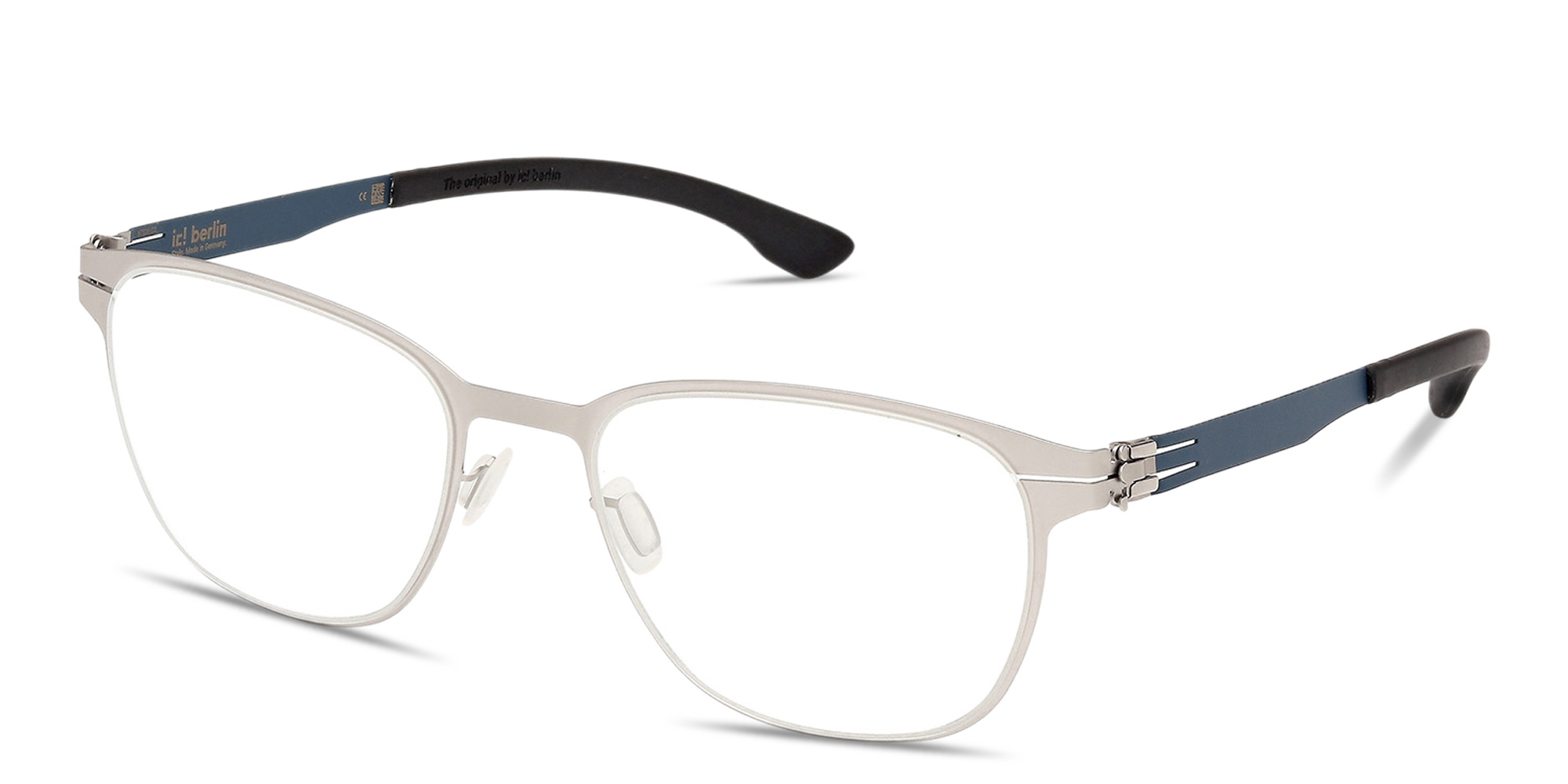 Shop ic! berlin Luka Unisex Square Eyeglasses in Matte Light Ruthenium online.
