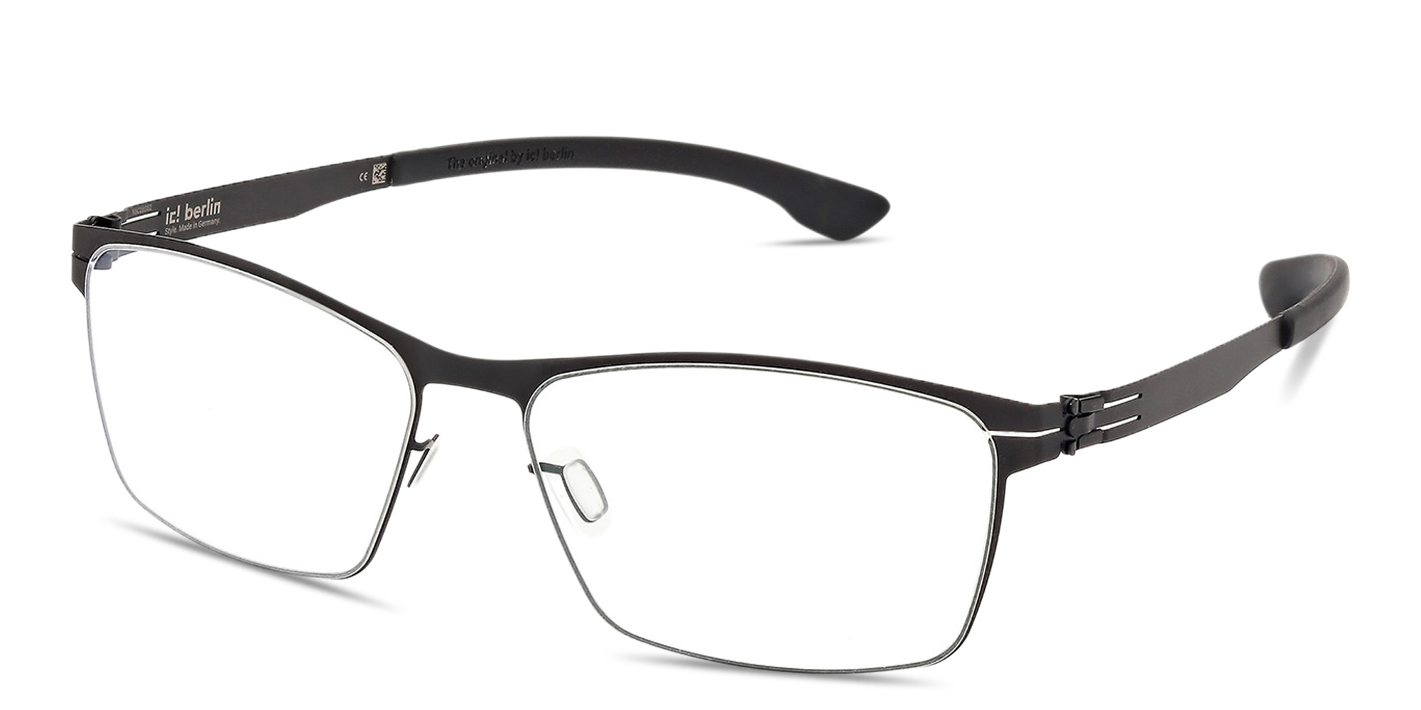Shop ic! berlin Stuart L. Wide Square Eyeglasses in Matte Black online.