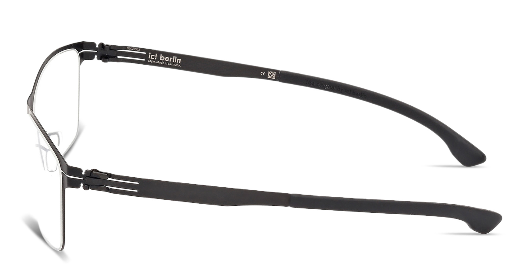 Shop ic! berlin Stuart L. Wide Square Eyeglasses in Matte Black online.