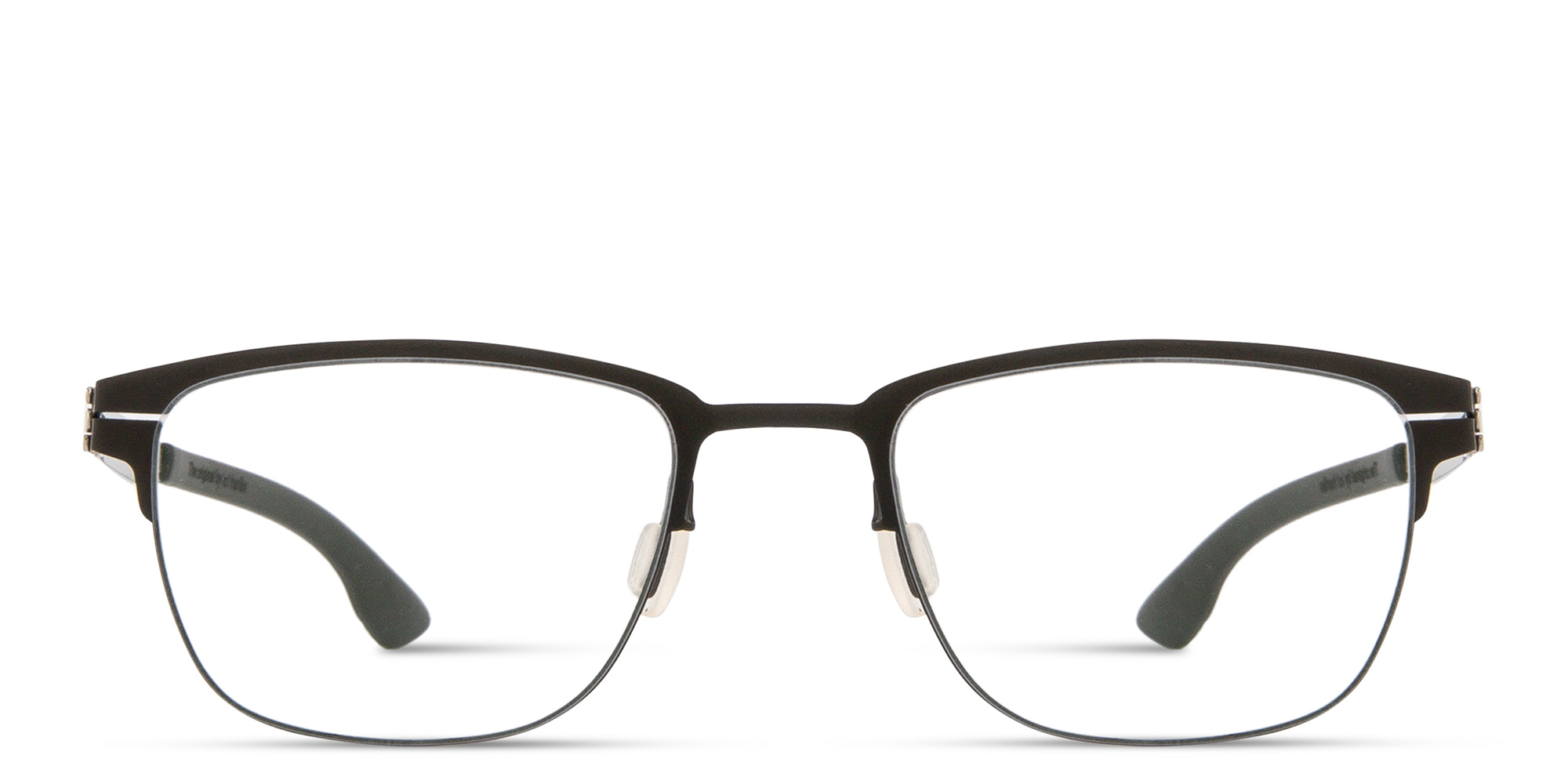 Shop ic! berlin The Lone Wolf Square Eyeglasses in Shiny Black online.