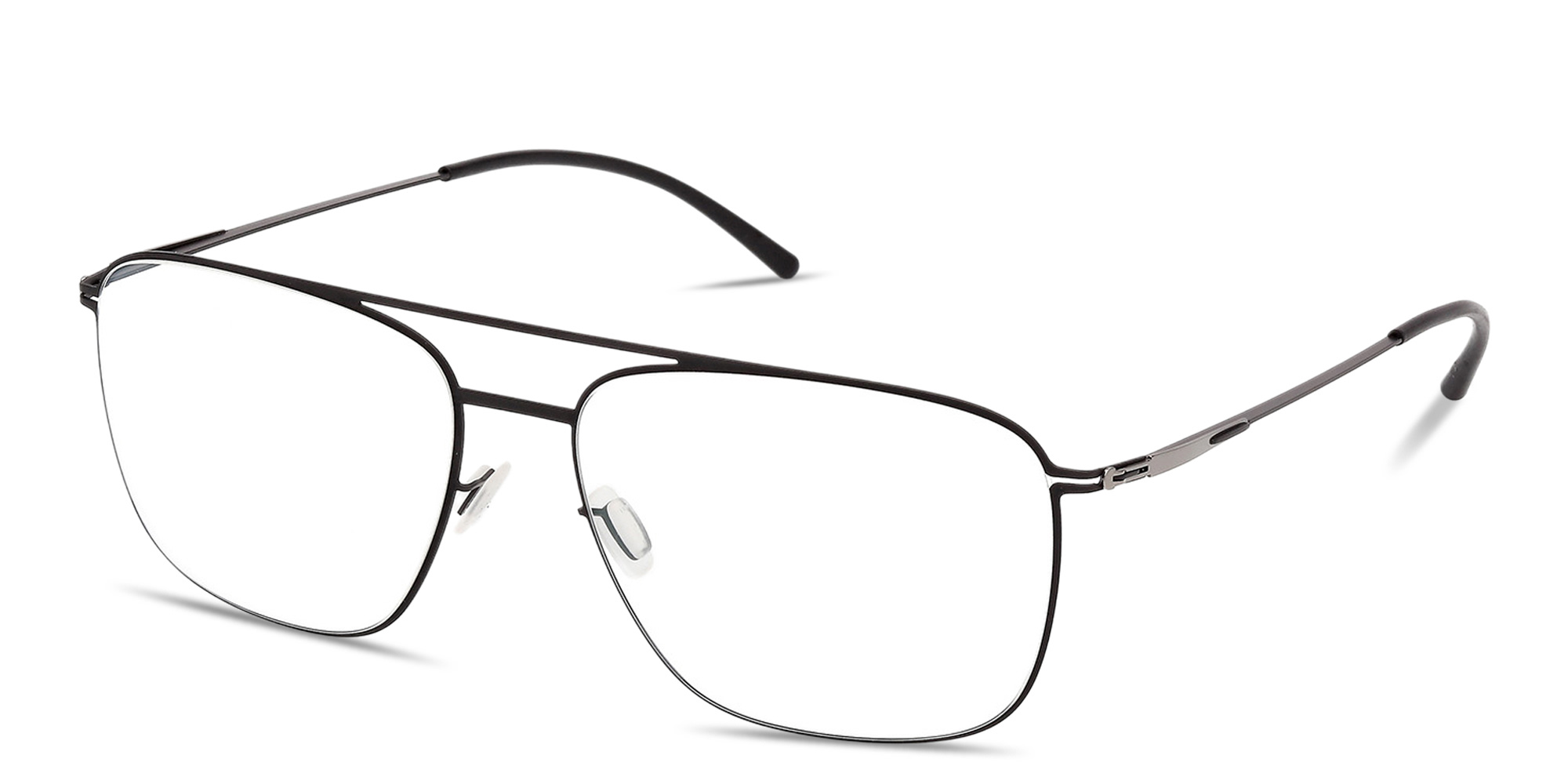 Shop ic! berlin Wes Unisex Wide Aviator Eyeglasses in Matte Black online.