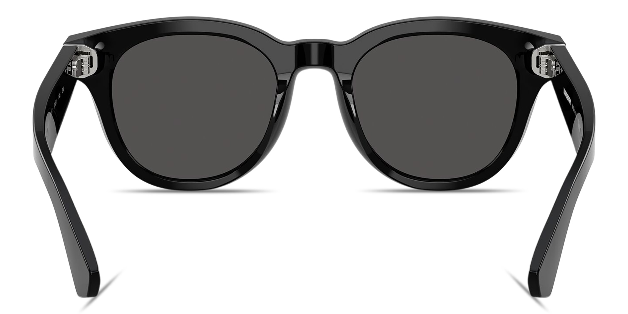 Shop BURBERRY Engraved Logo Round Sunglasses in Black online.