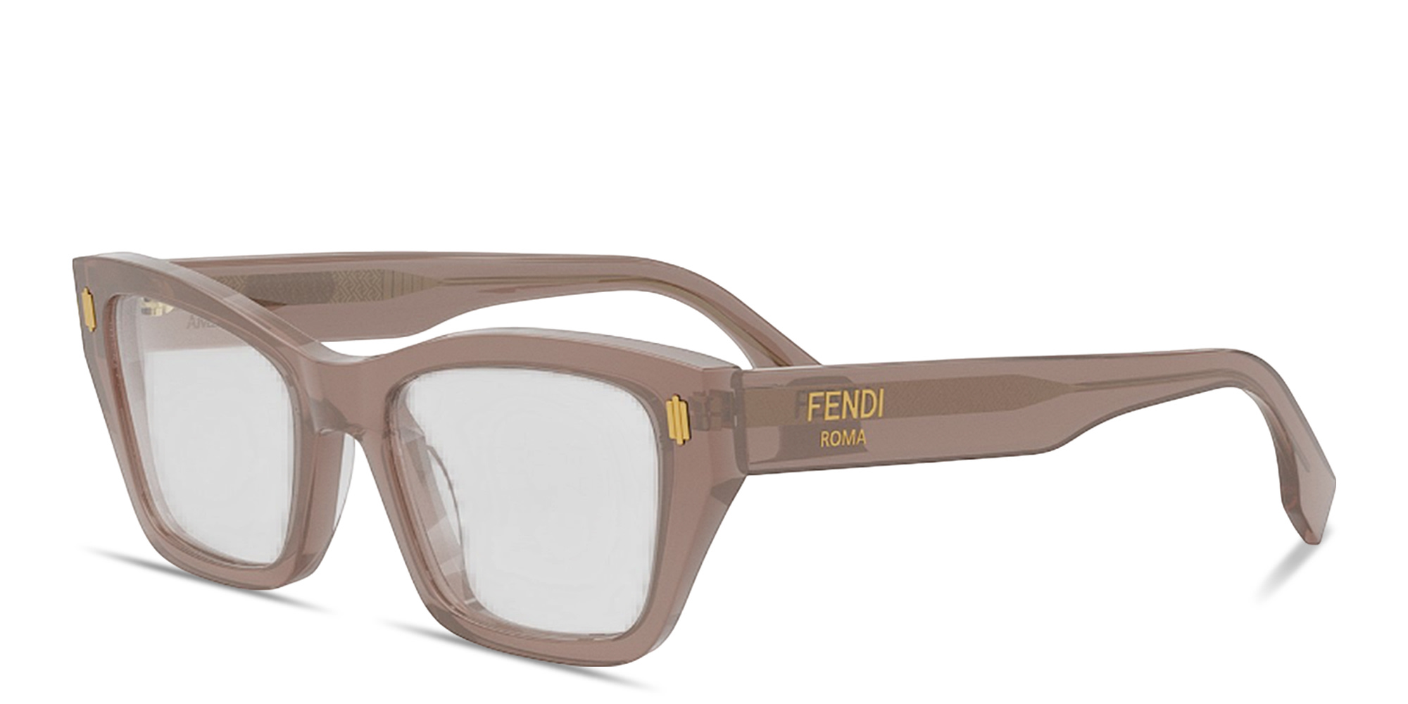 Shop FENDI Fendi Roma Square Eyeglasses in Transparent Brown online.