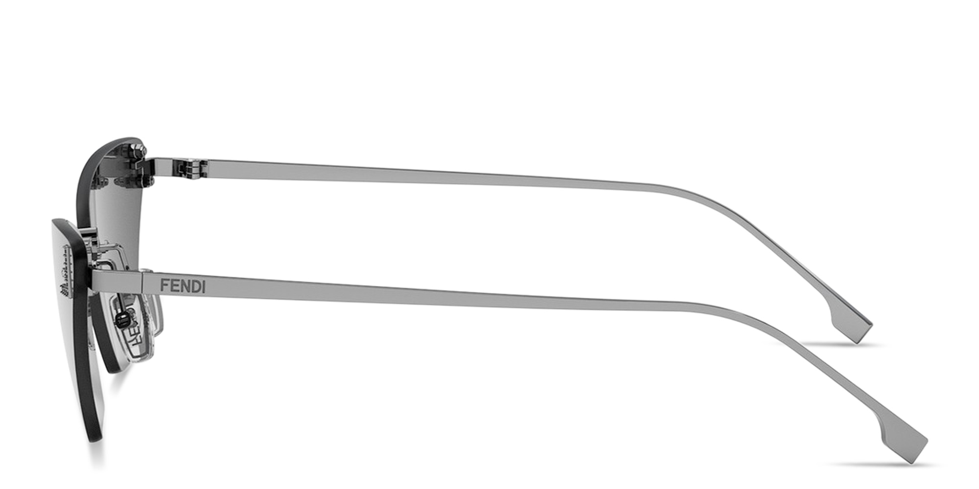 Shop FENDI Fendi First Crystal Rimless Cat-Eye Sunglasses in Ruthenium online.