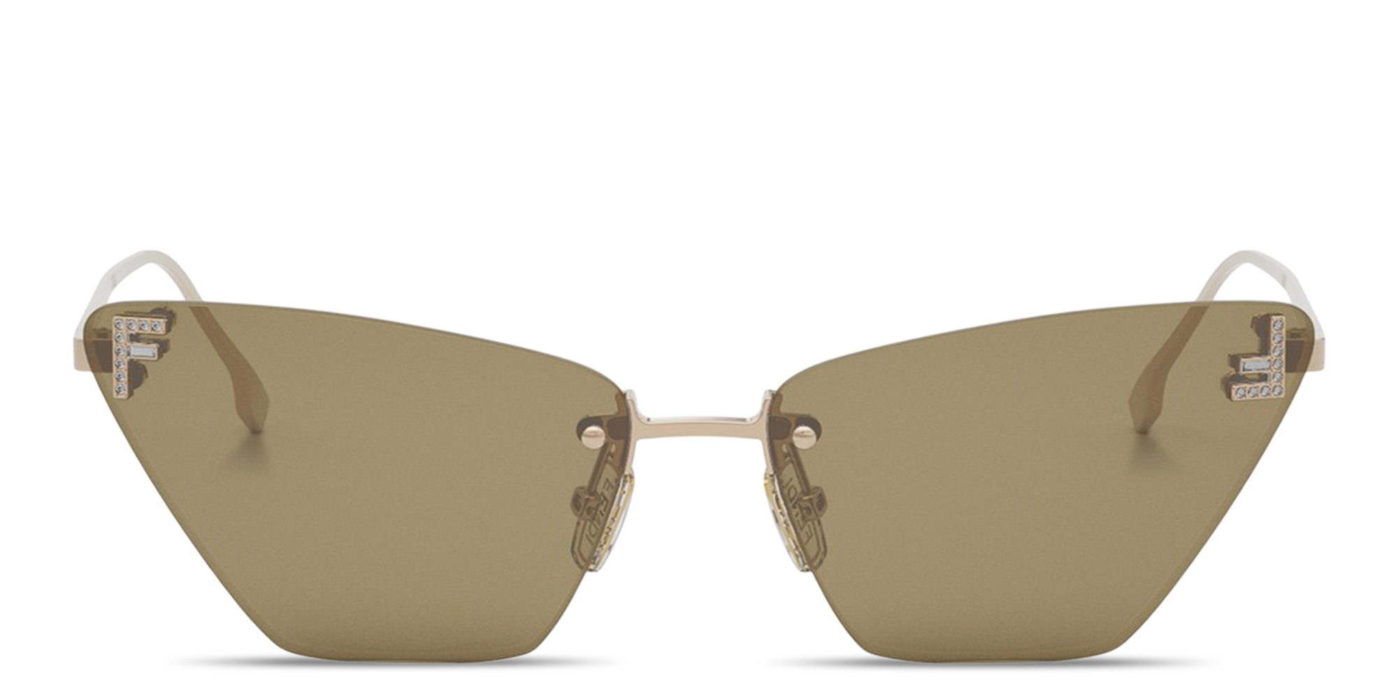 FENDI Fendi First Crystal Rimless Cat-Eye Sunglasses in Gold – Product Photo 1