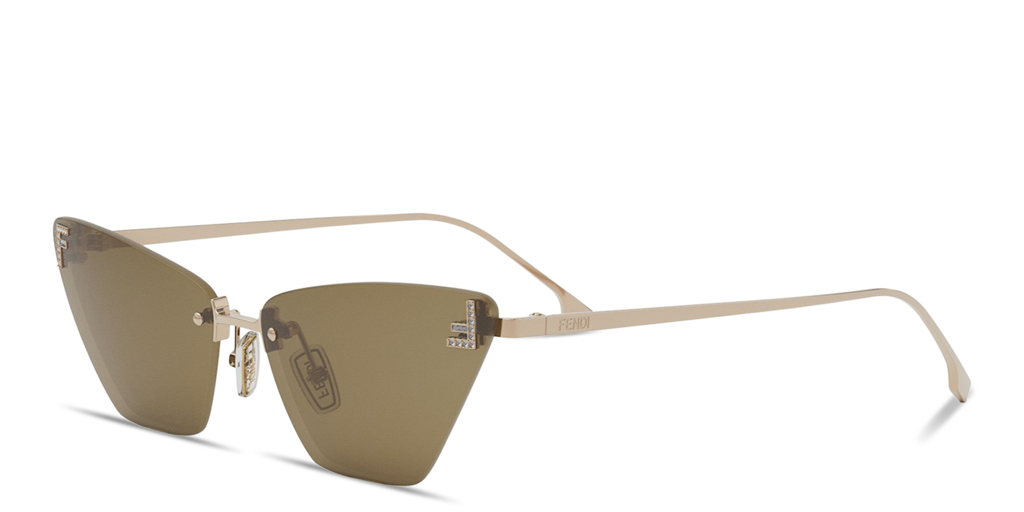 FENDI Fendi First Crystal Rimless Cat-Eye Sunglasses in Gold – Product Photo 2