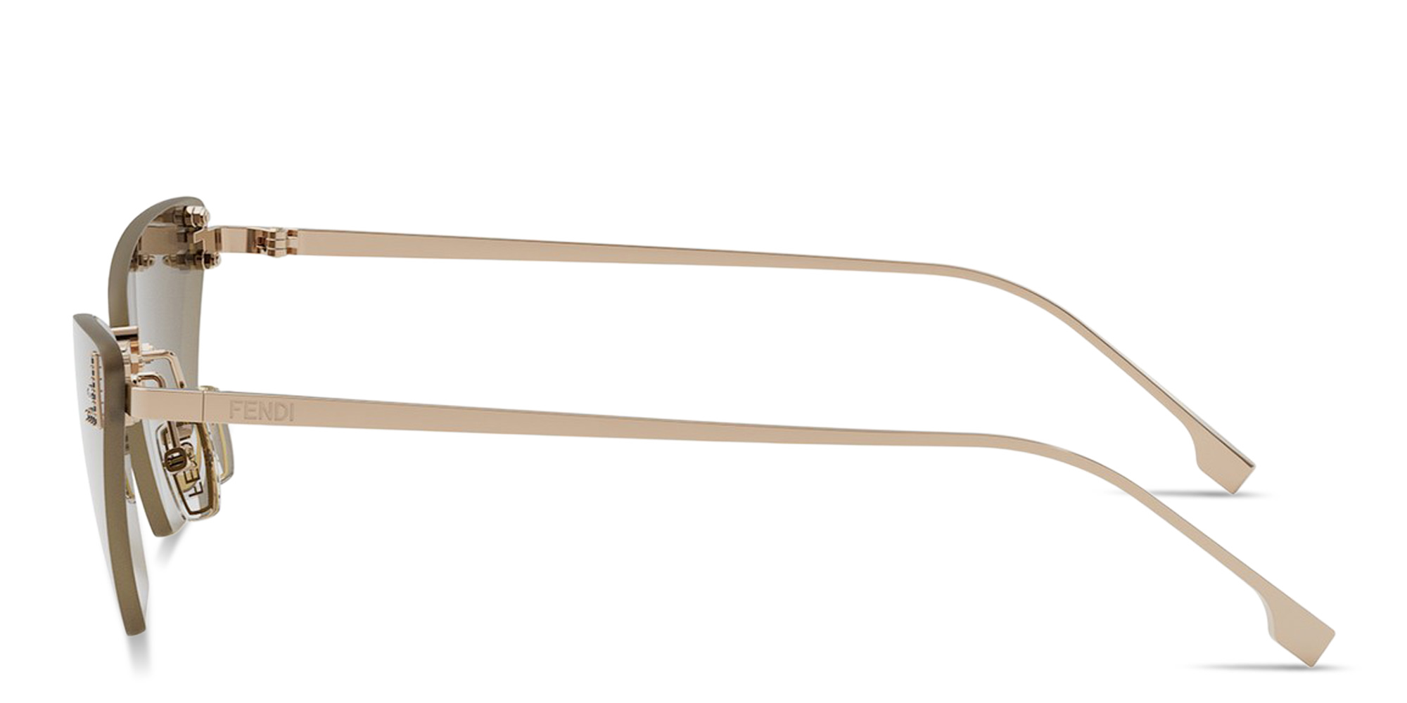 FENDI Fendi First Crystal Rimless Cat-Eye Sunglasses in Gold – Product Photo 3