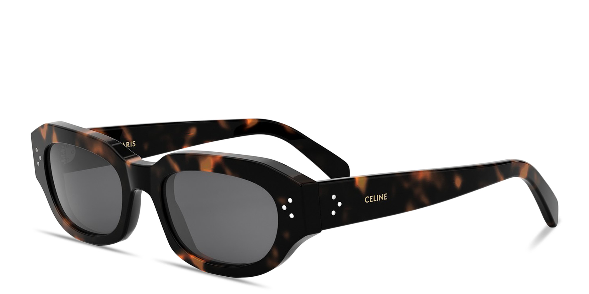 Shop CELINE CELINE 3 Dots Geometric Sunglasses in Dark Havana online.