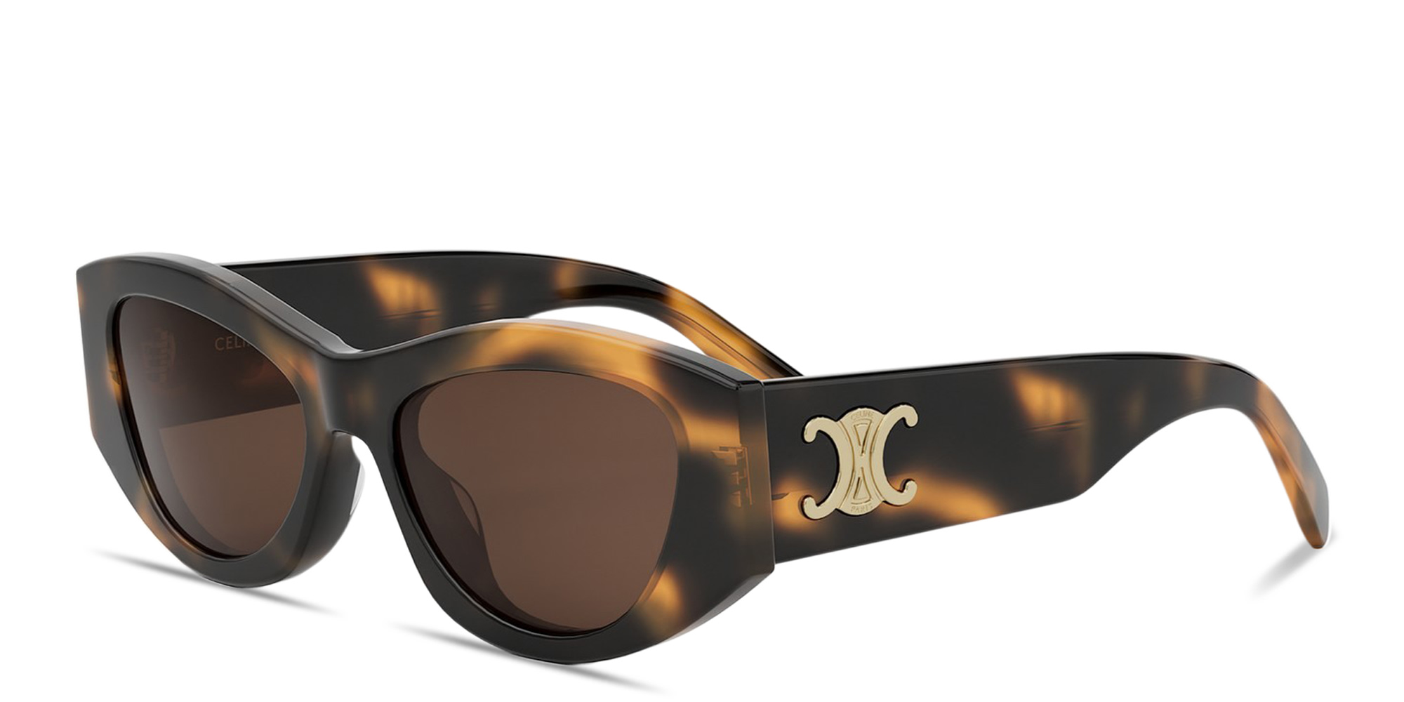 Shop CELINE Triomphe Geometric Sunglasses in Tortoise online.