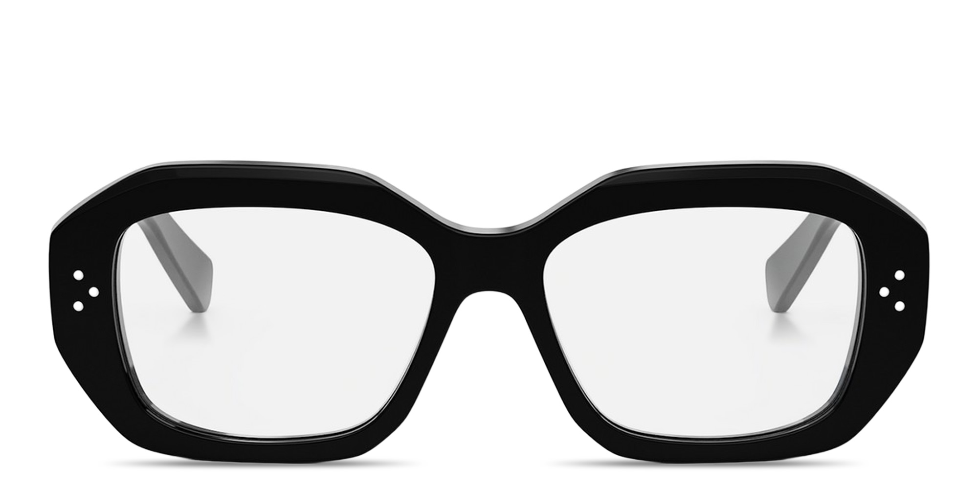 Shop CELINE CELINE 3 Dots Geometric Eyeglasses in Black online.