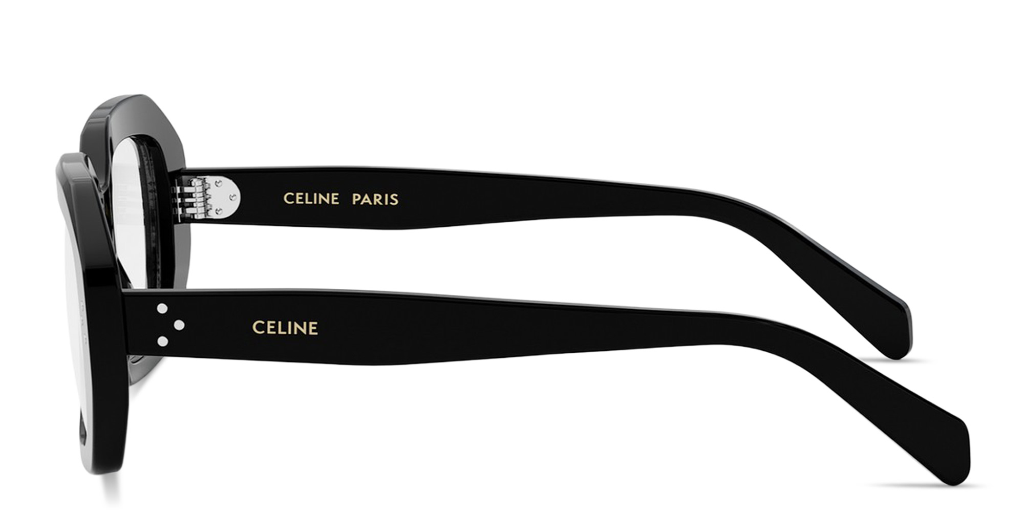 Shop CELINE CELINE 3 Dots Geometric Eyeglasses in Black online.