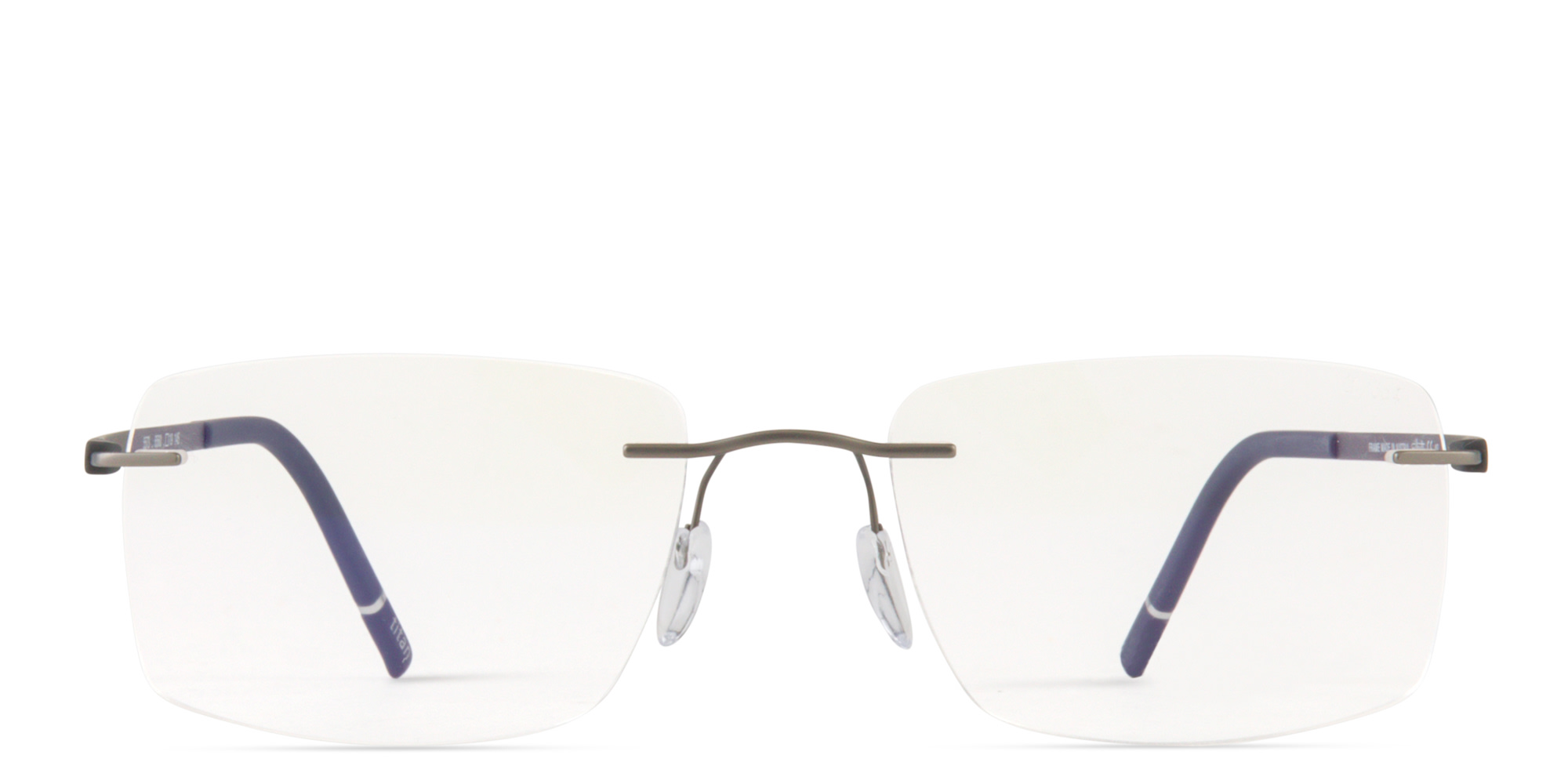 Shop Silhouette The Dawn Wide Rimless Square Eyeglasses in Matte Silver online.