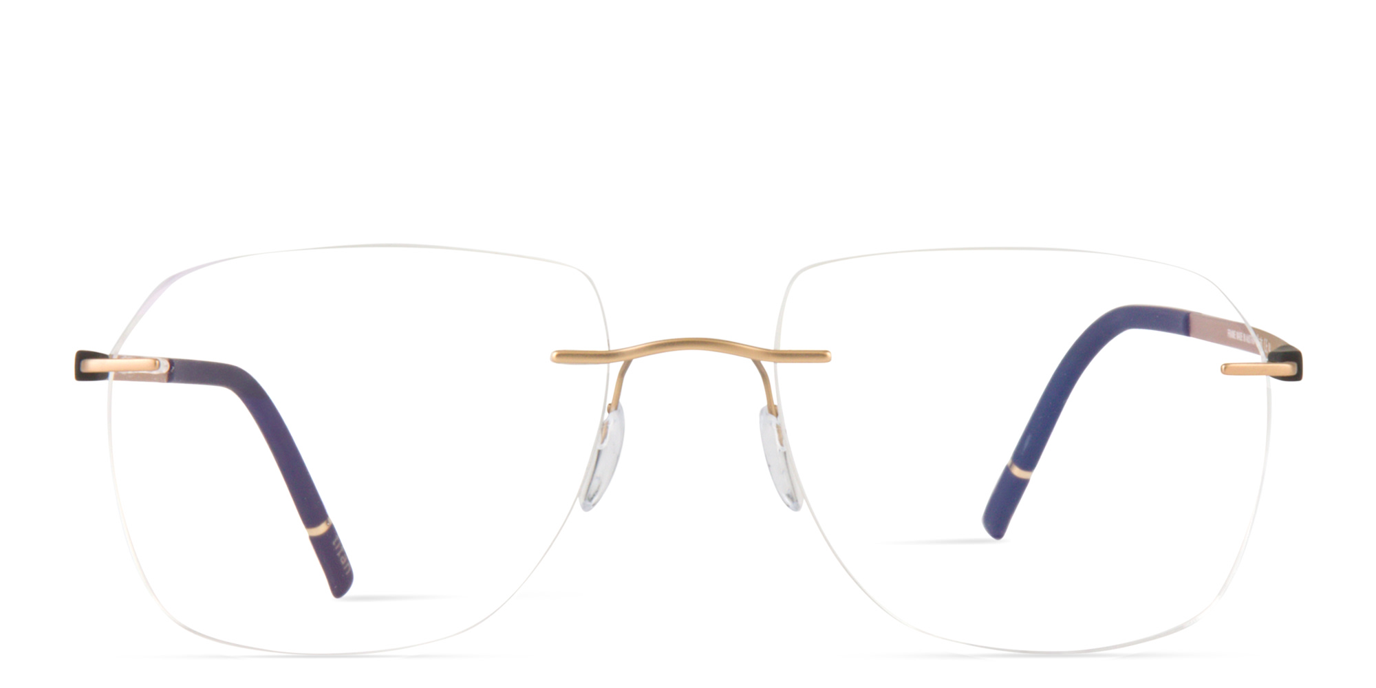 Shop Silhouette The Dawn Wide Rimless Square Eyeglasses in Gold online.