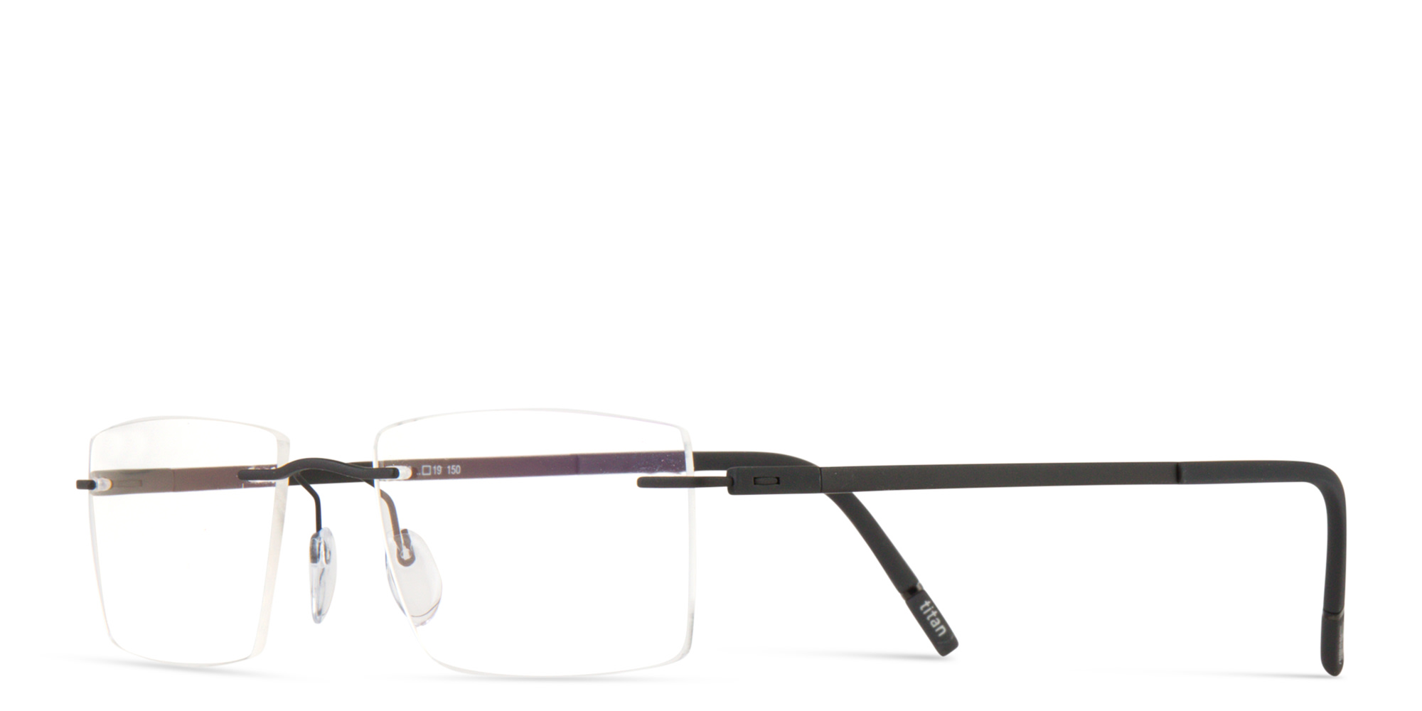 Shop Silhouette The Dawn Rimless Square Eyeglasses in Black online.