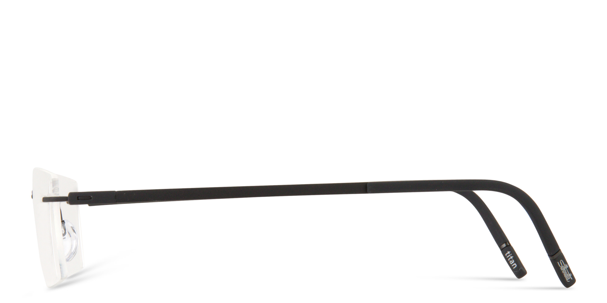 Shop Silhouette The Dawn Rimless Square Eyeglasses in Black online.