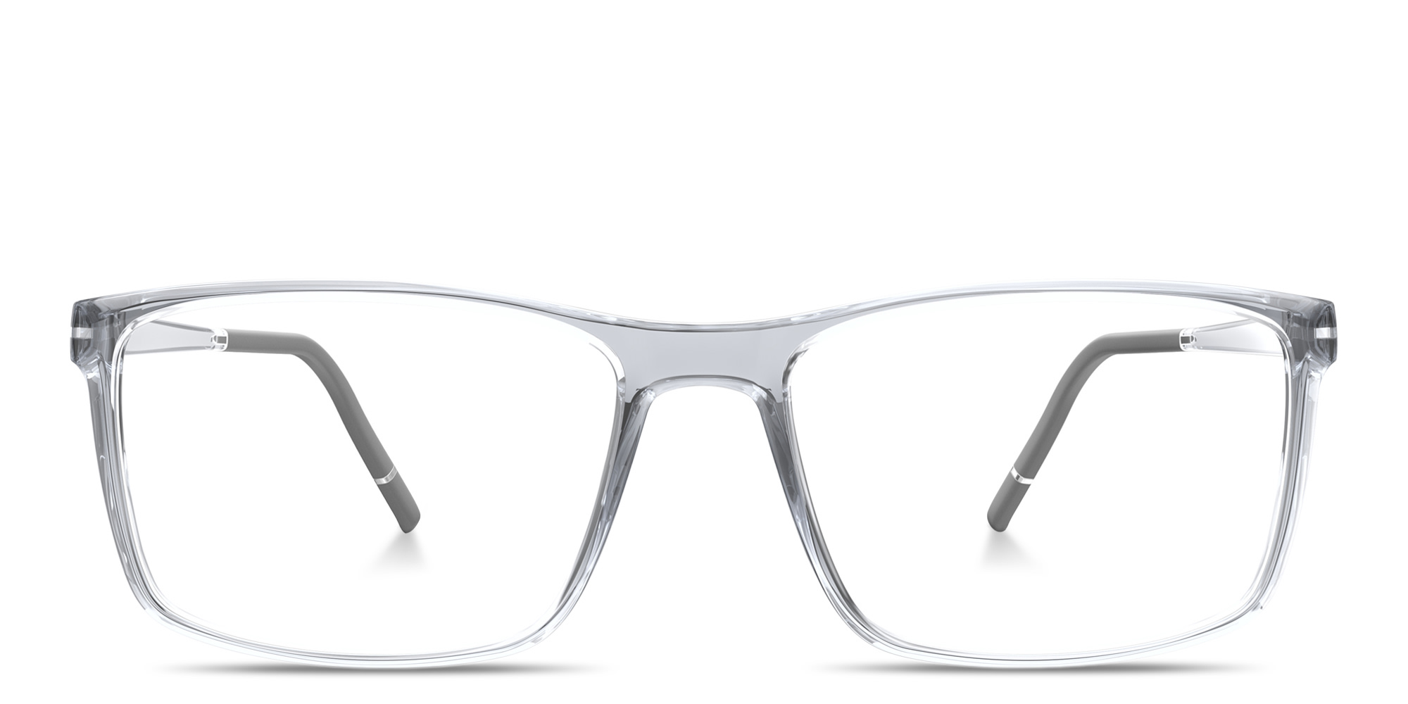 Shop Silhouette Clear Sky Wide Rectangle Eyeglasses in Transparent Grey online.