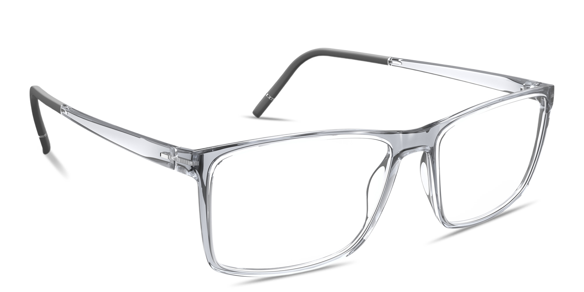 Shop Silhouette Clear Sky Wide Rectangle Eyeglasses in Transparent Grey online.