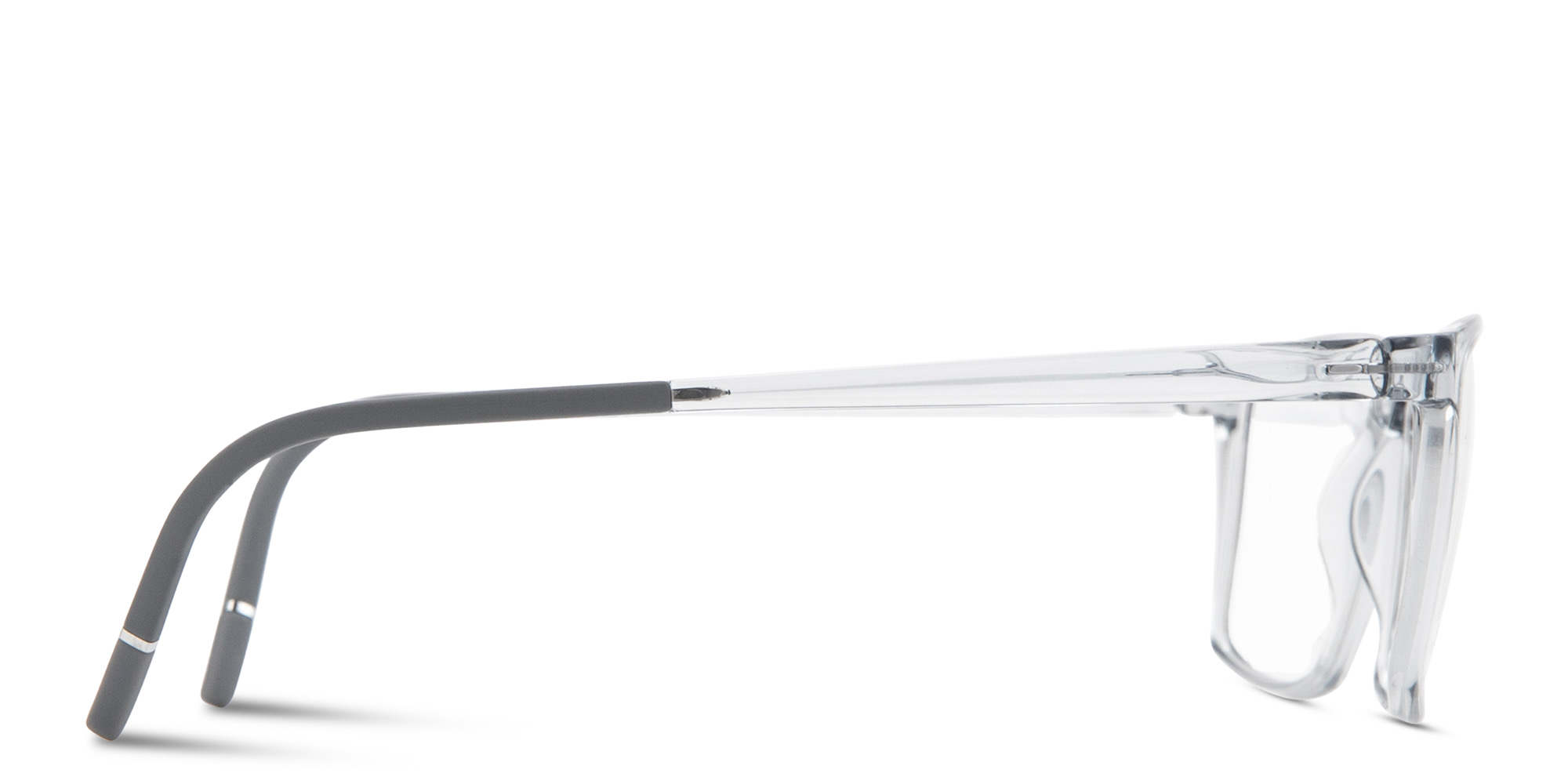 Shop Silhouette Clear Sky Wide Rectangle Eyeglasses in Transparent Grey online.