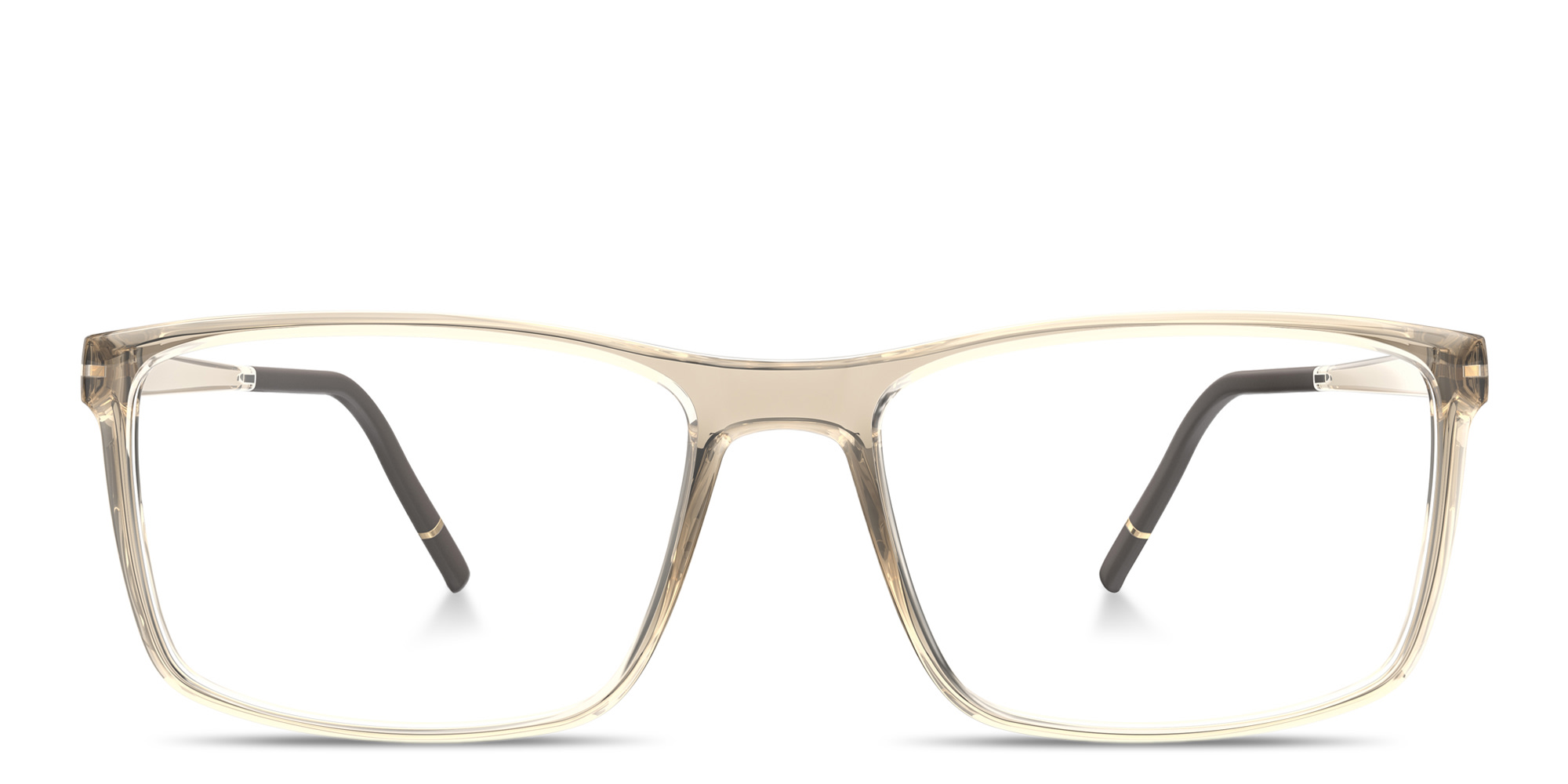 Shop Silhouette Clear Sky Wide Rectangle Eyeglasses in Transparent Sand online.