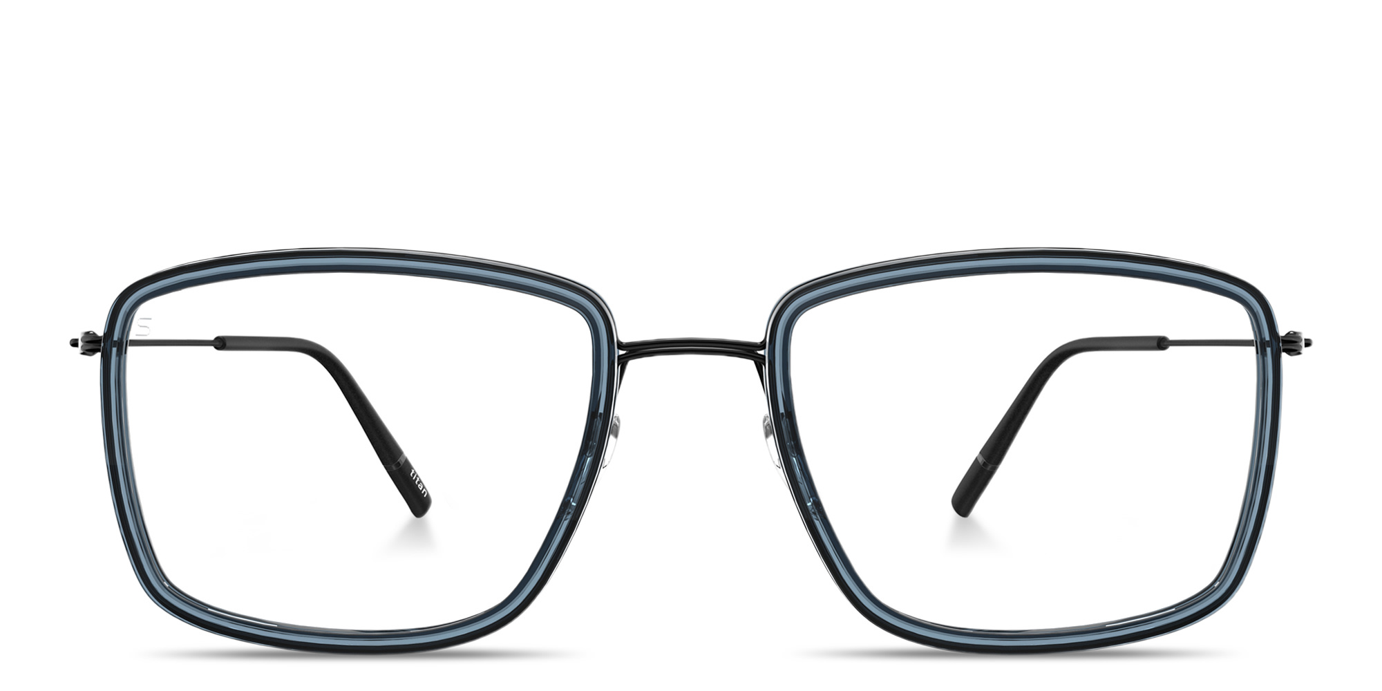 Shop Silhouette Dynamics Colorwave Square Eyeglasses in Black & Denim online.