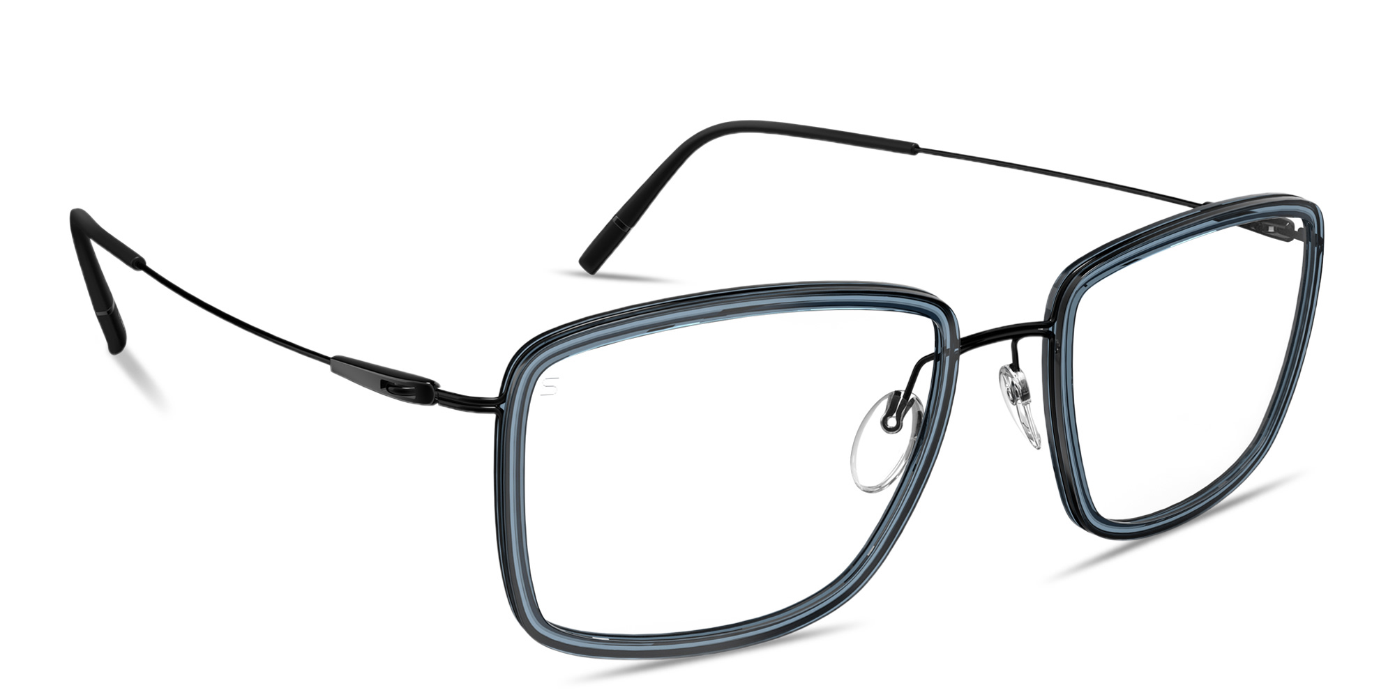 Shop Silhouette Dynamics Colorwave Square Eyeglasses in Black & Denim online.