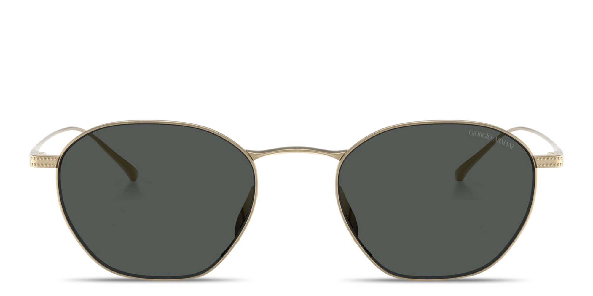 Shop GIORGIO ARMANI Engraved Logo Square Sunglasses in Gold online.