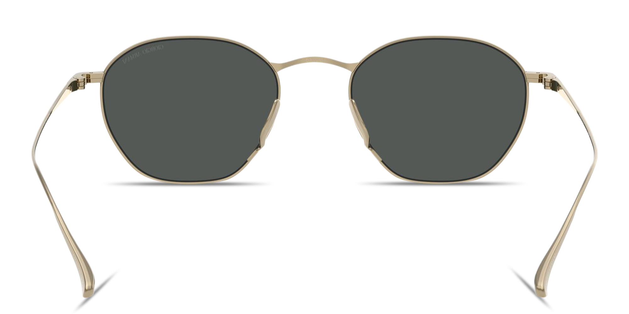 Shop GIORGIO ARMANI Engraved Logo Square Sunglasses in Gold online.