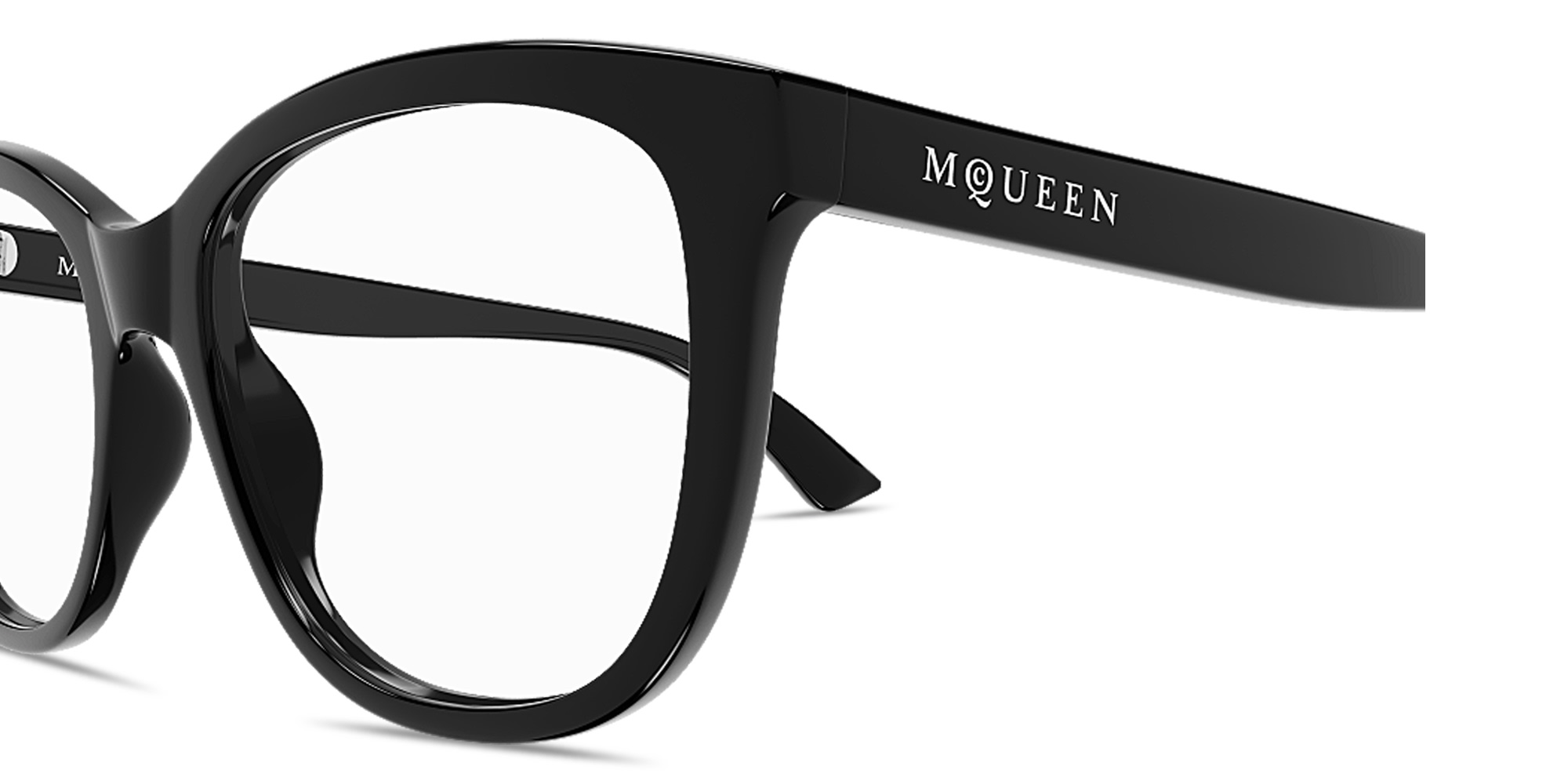 Alexander McQueen Logo Lettering Cat-Eye Eyeglasses in Black – Product Photo 3