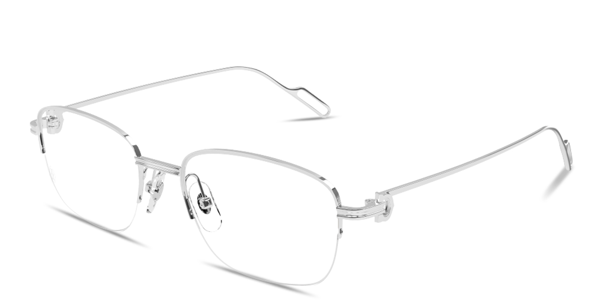 Shop Cartier Première de Cartier Half-Rim Rectangle Eyeglasses in Silver online.