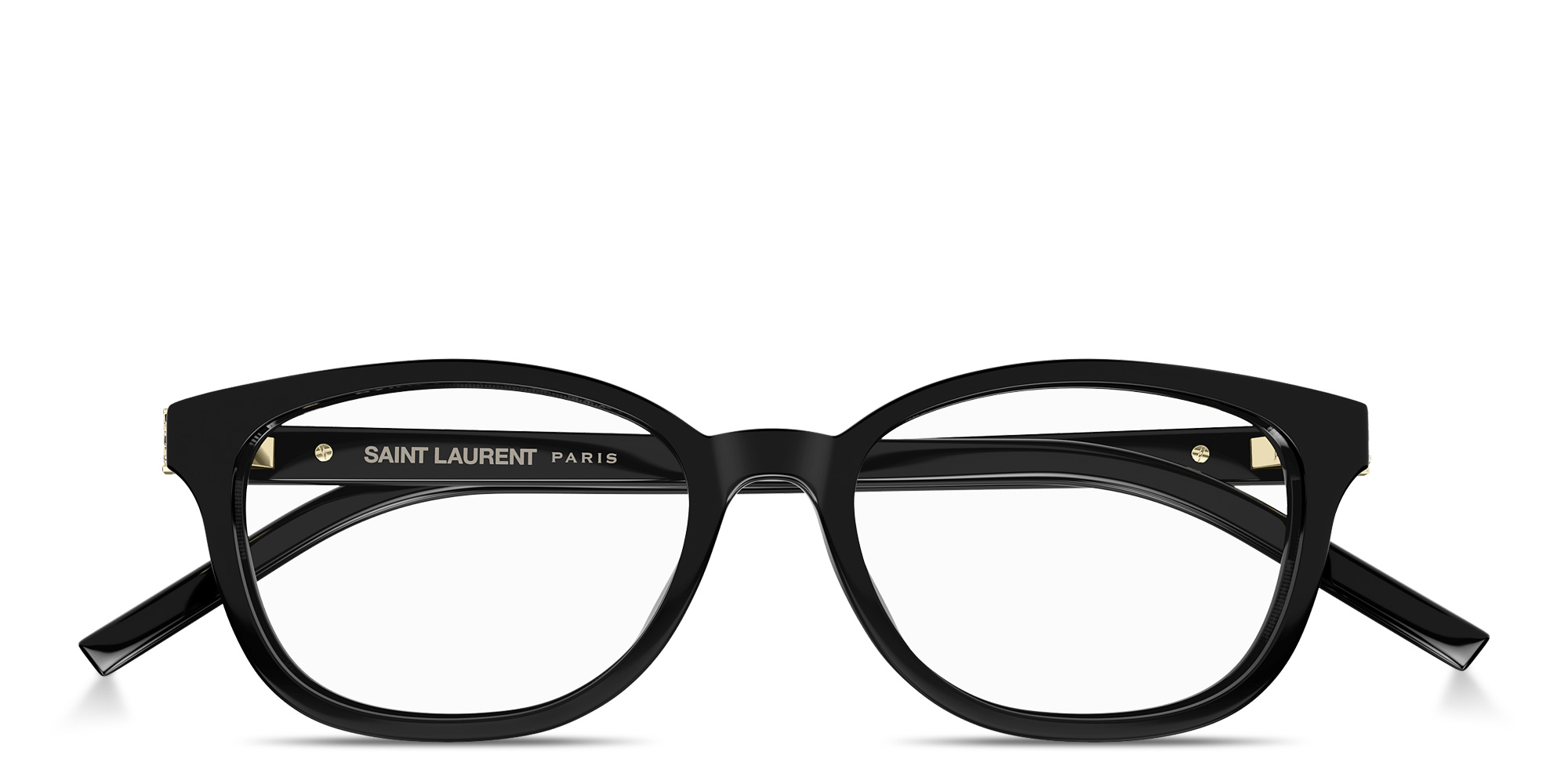Shop SAINT LAURENT YSL Monogram Cat-Eye Eyeglasses in Black online.