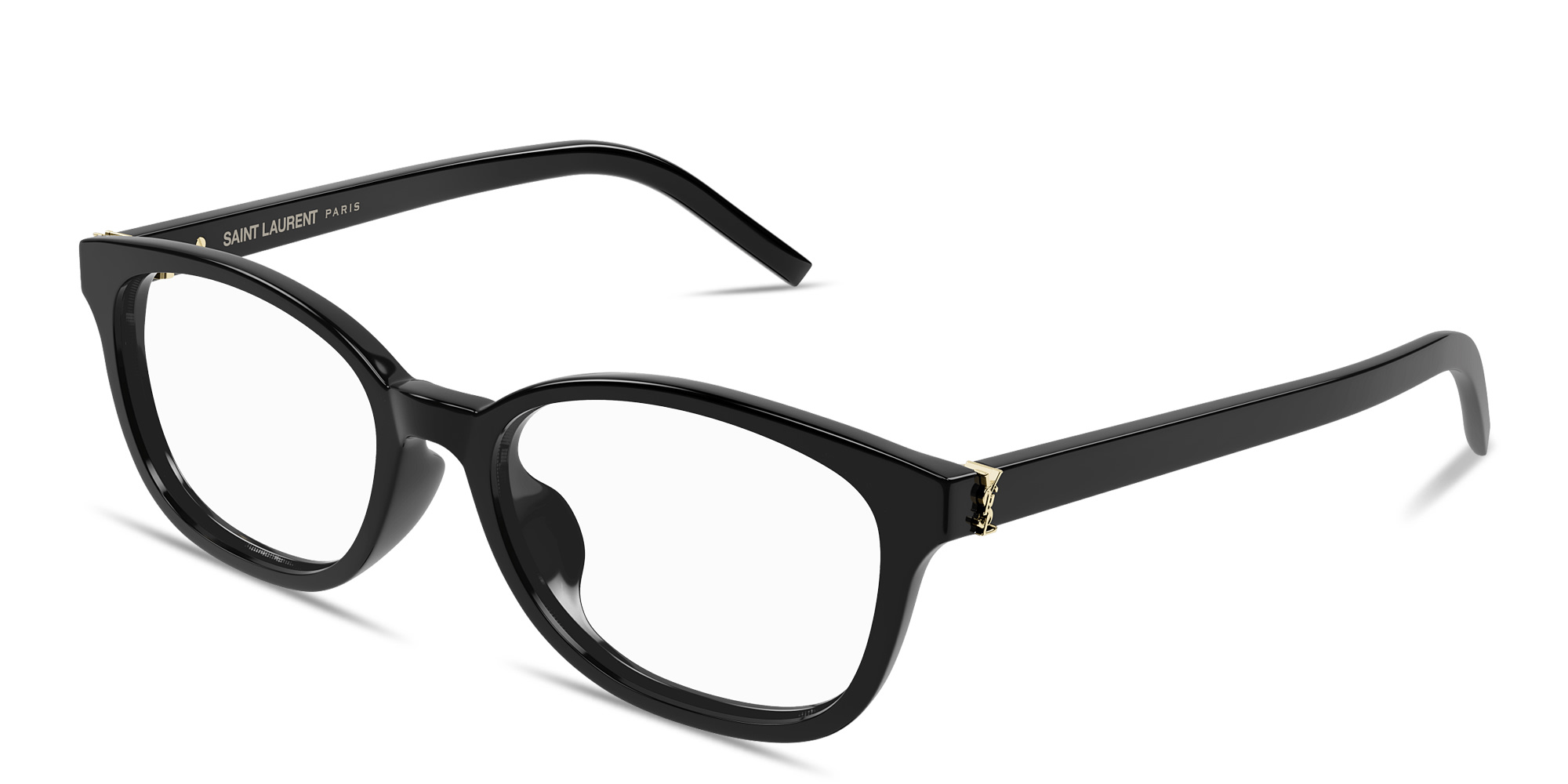 Shop SAINT LAURENT YSL Monogram Cat-Eye Eyeglasses in Black online.