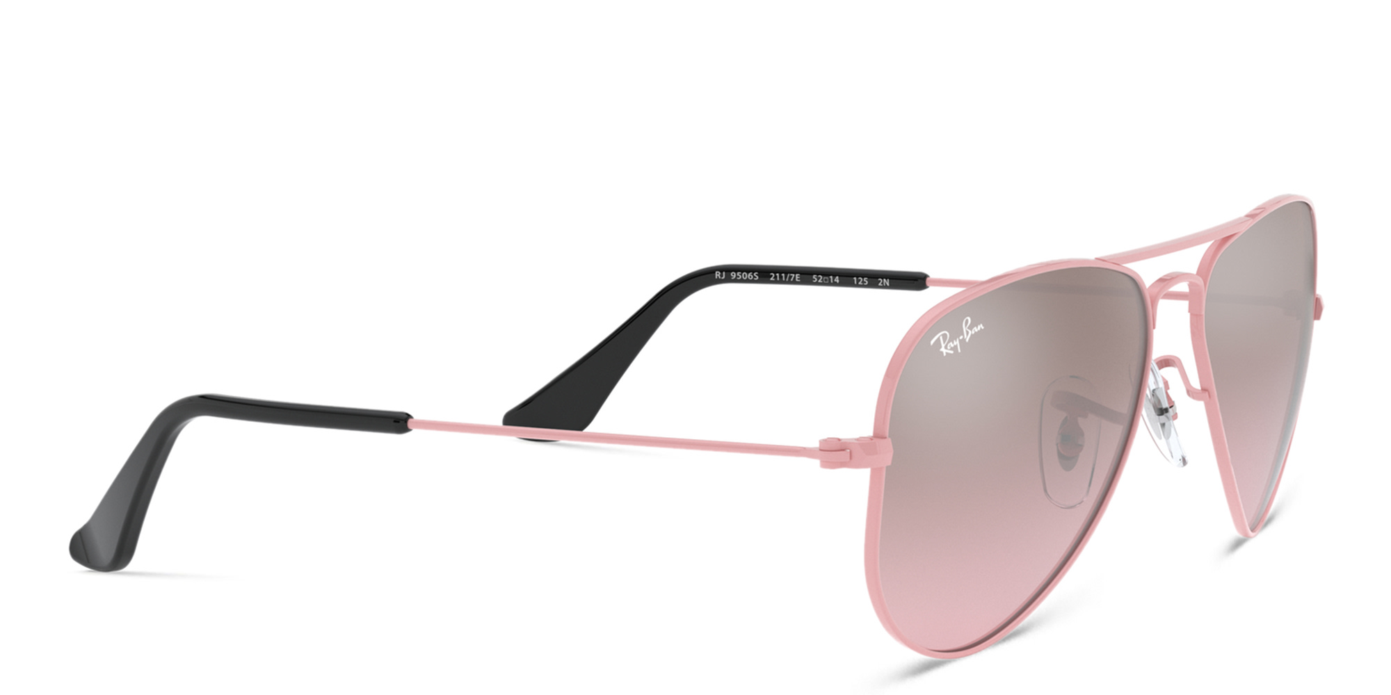 Shop Ray-Ban Junior Kids Aviator Sunglasses in Pink online.