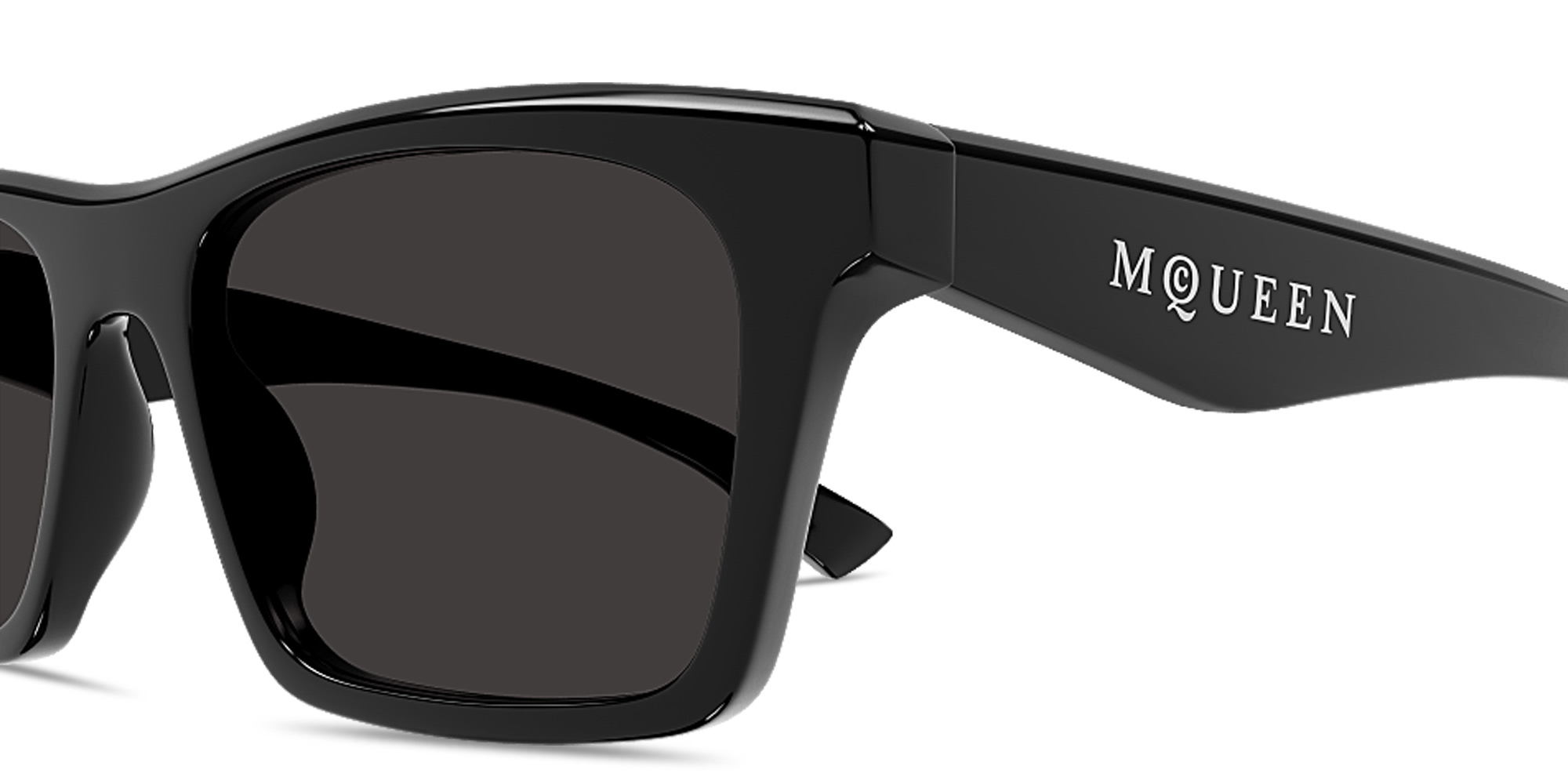 Shop Alexander McQueen Logo Lettering Rectangle Sunglasses in Black online.