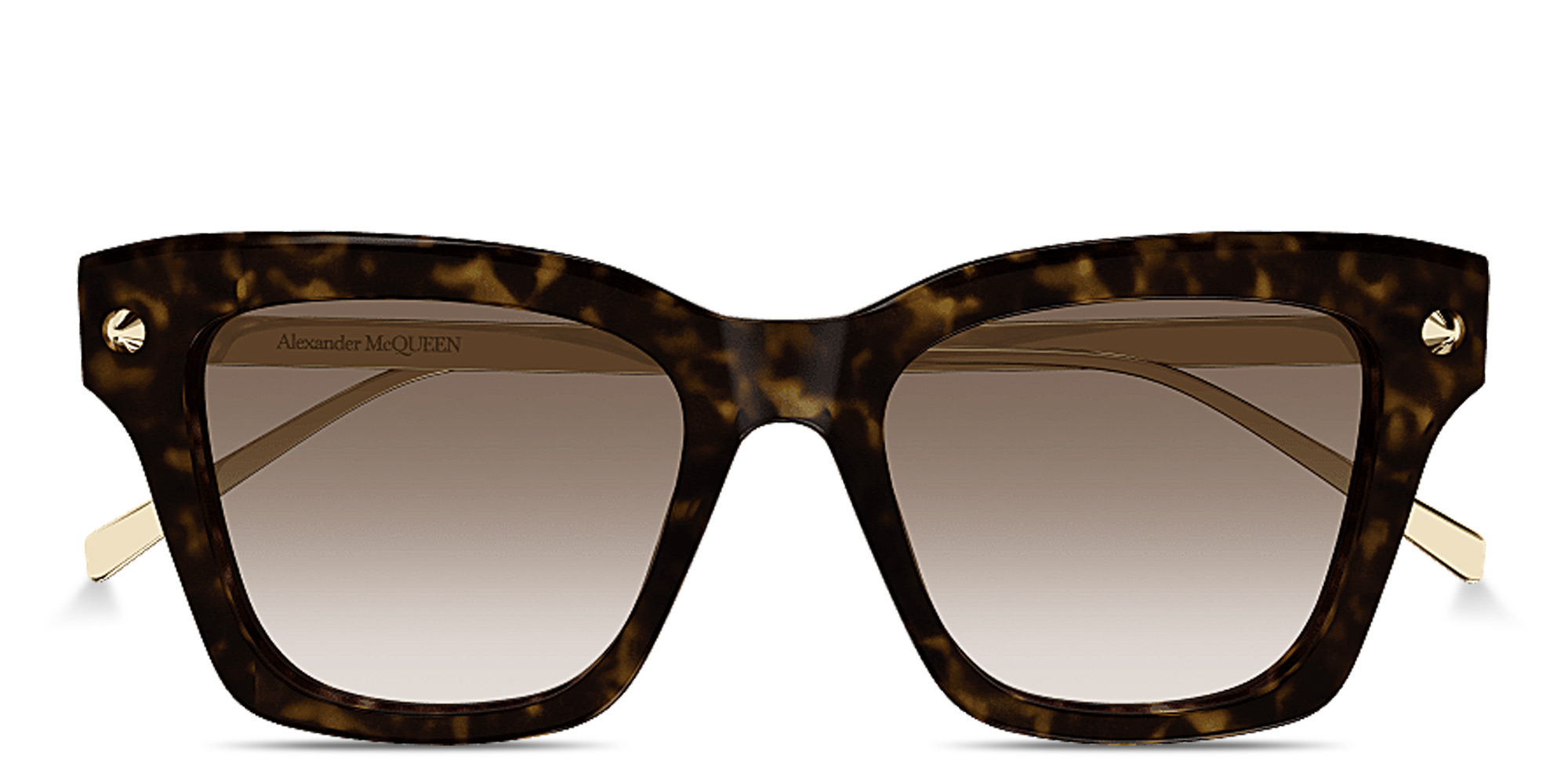 Shop Alexander McQueen Studs Cat-Eye Sunglasses in Havana online.