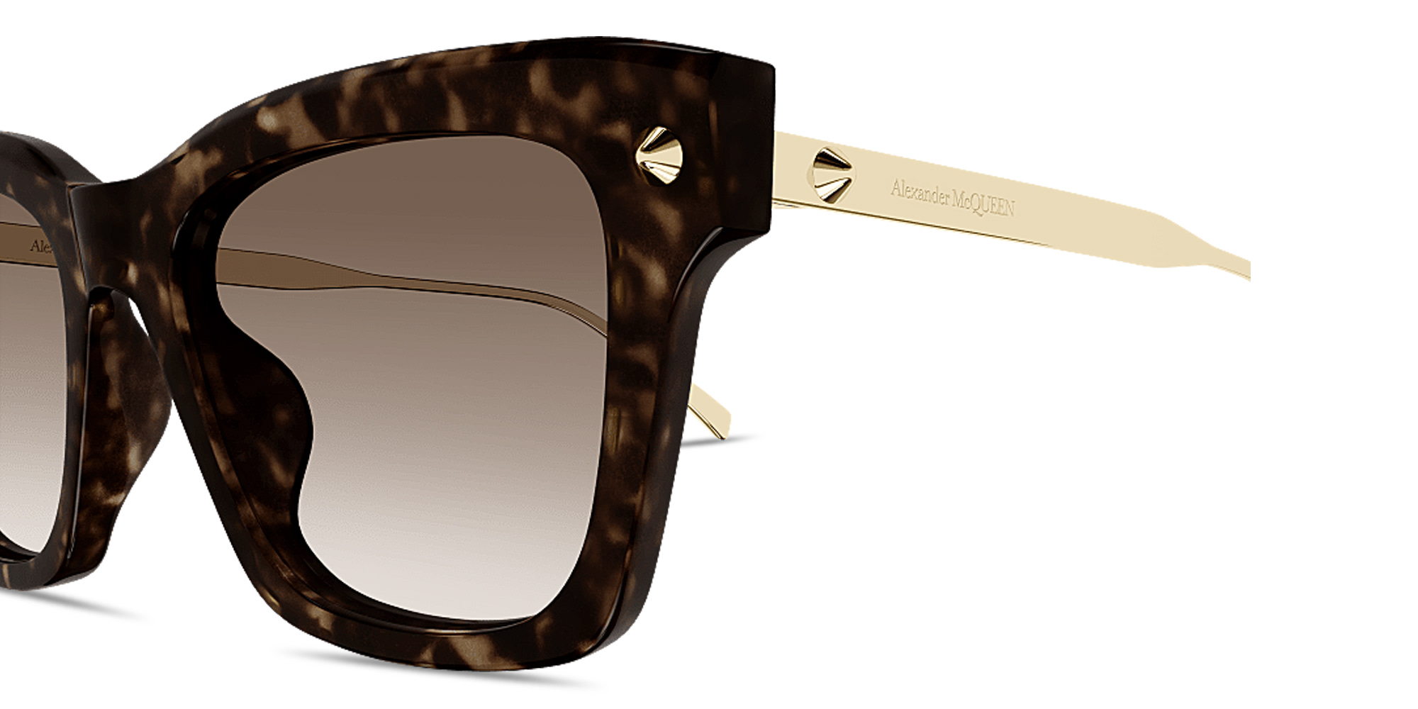Shop Alexander McQueen Studs Cat-Eye Sunglasses in Havana online.