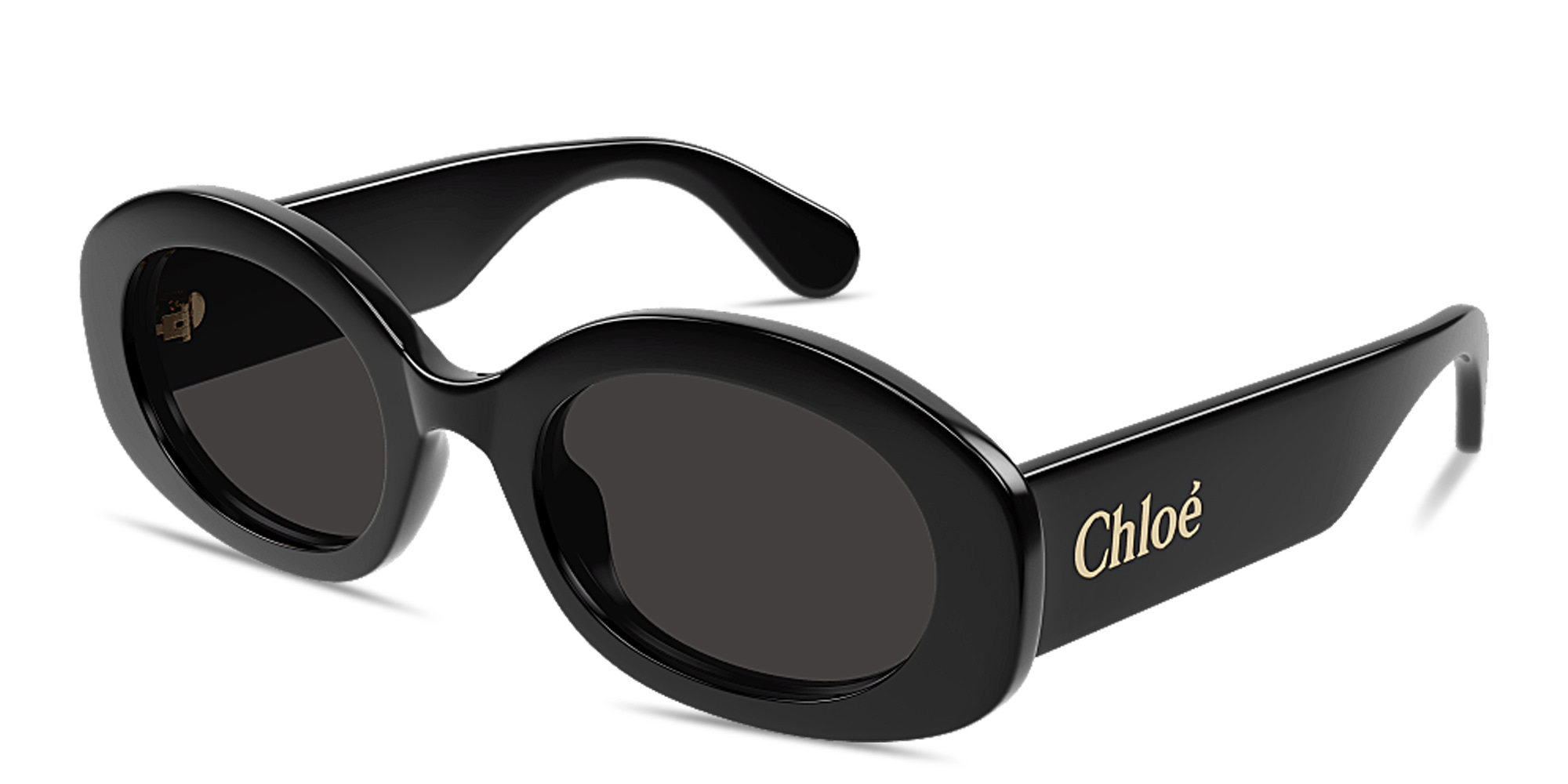 Shop Chloe Logo Signature Oval Sunglasses in Black online.