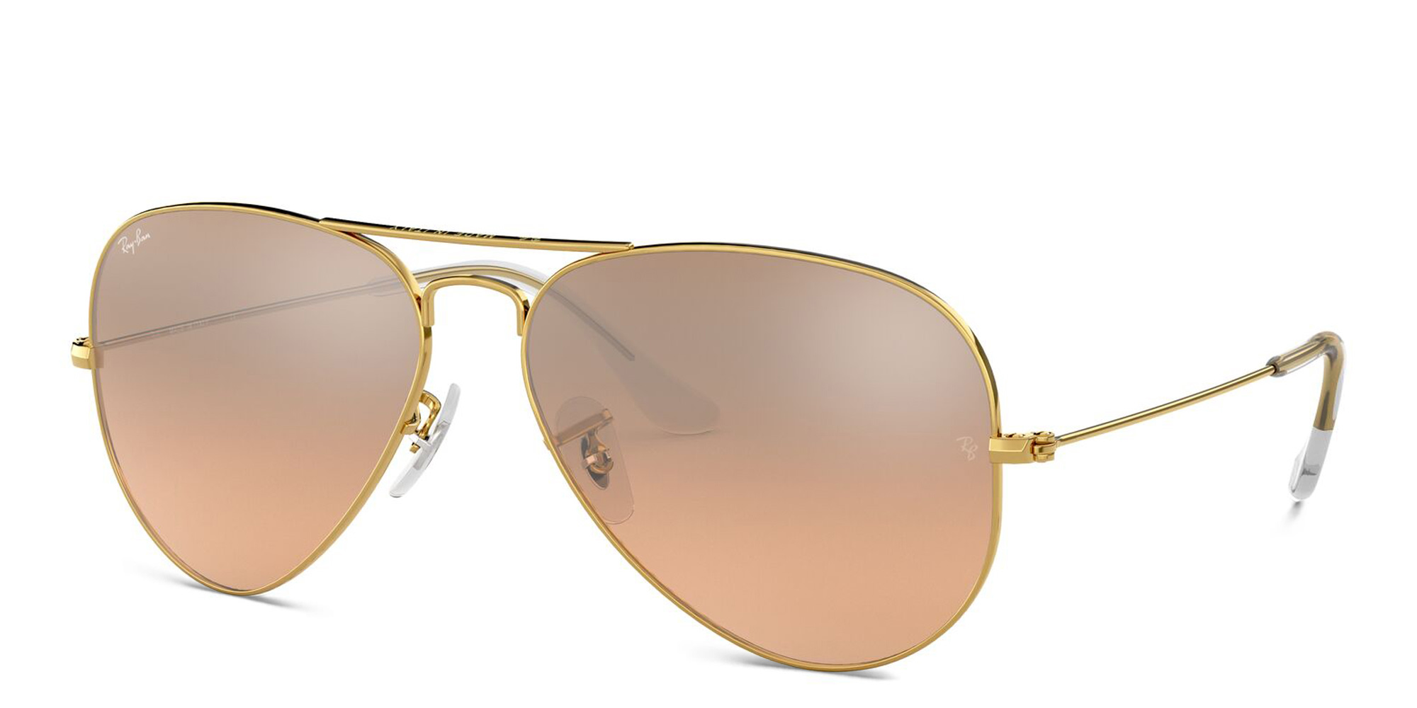Shop Ray-Ban Unisex Aviator Sunglasses in Metal in Polished Arista Gold online.