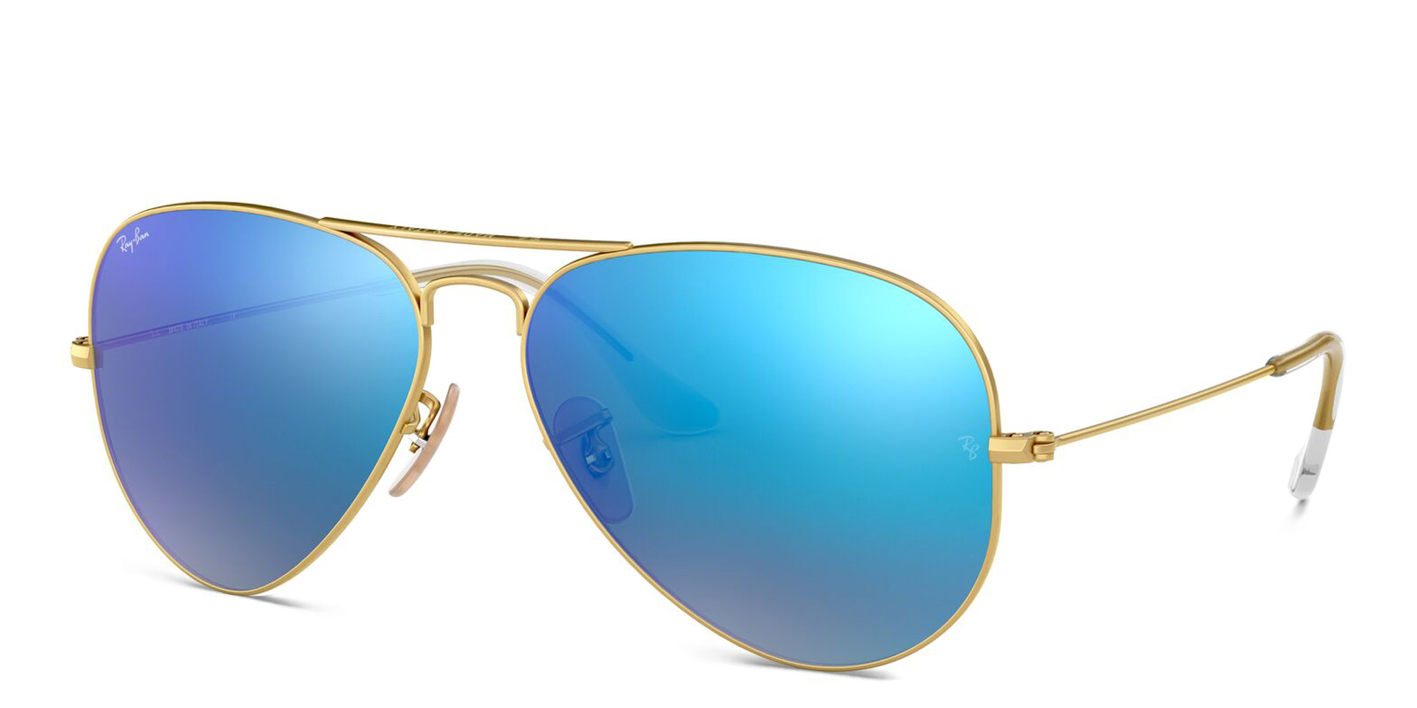 Shop Ray-Ban Unisex Aviator Sunglasses in Metal in Gold online.