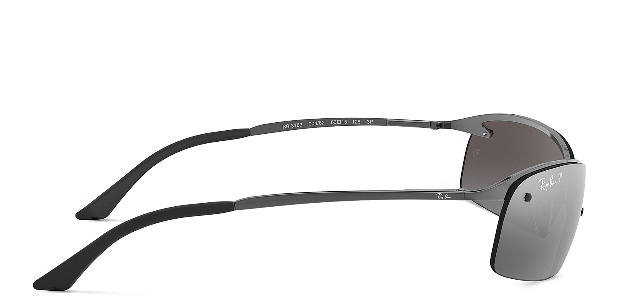 Shop Ray-Ban Half-Rim Rectangle Sunglasses in Gunmetal online.