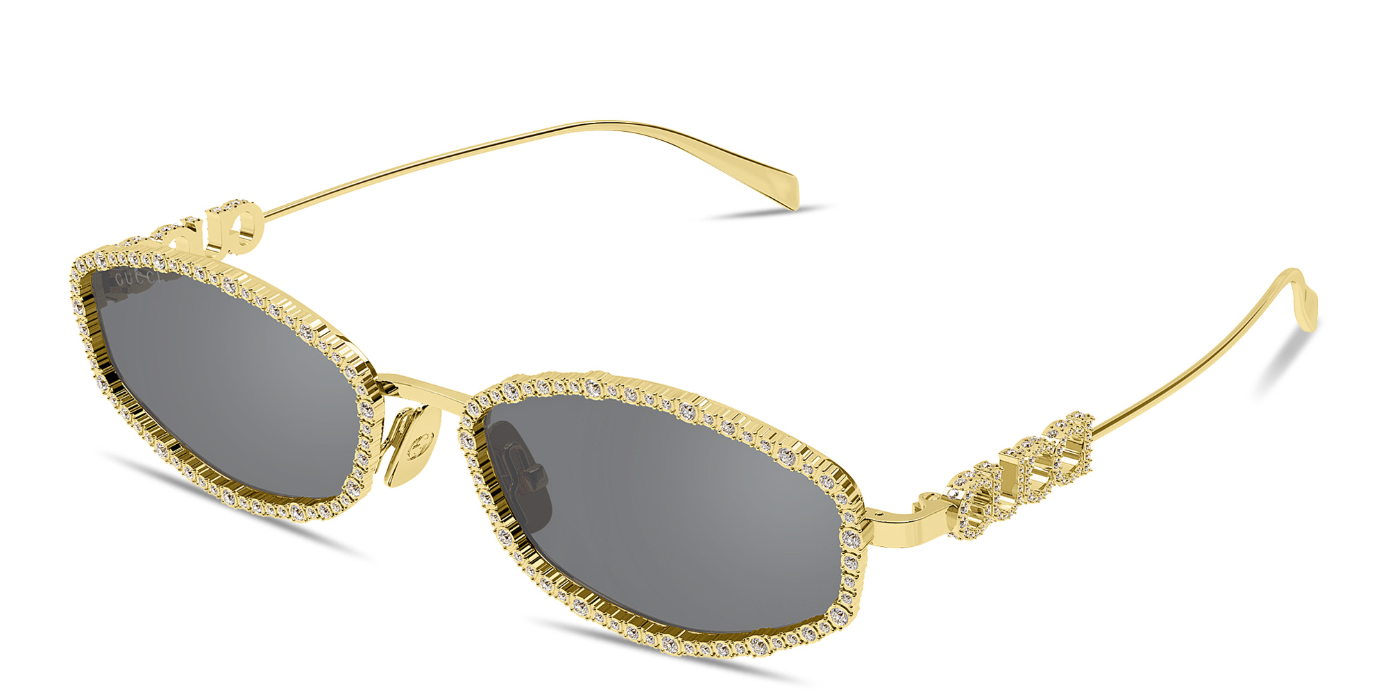 GUCCI Crystal-Embellished Oval Sunglasses in Gold – Product Photo 2