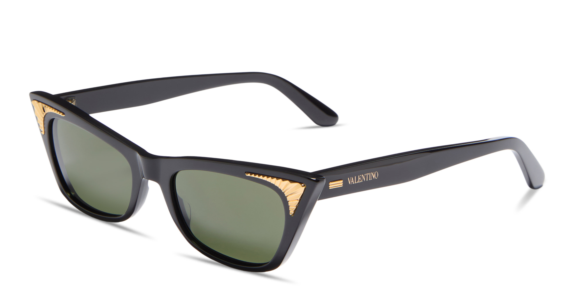 Shop VALENTINO Logo Signature Cat-Eye Sunglasses in Black online.