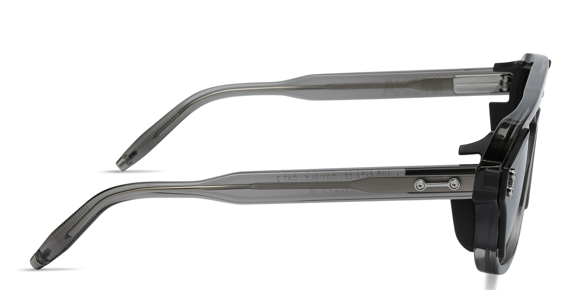 Shop AKONI Phoenix Unisex Aviator Sunglasses in Crystal Grey online.