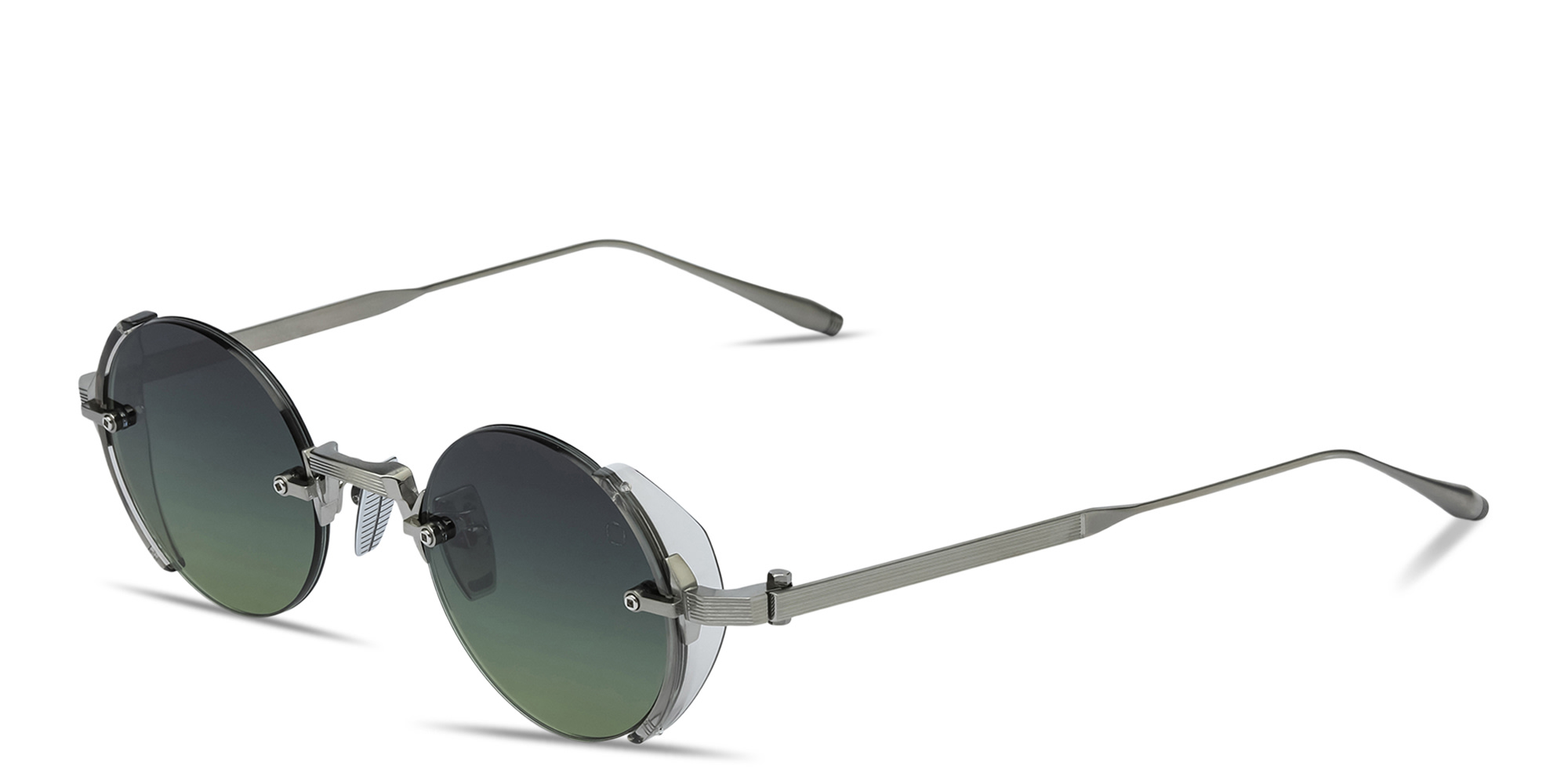 Shop AKONI Jupiter Unisex Round Sunglasses in Black palladium online.