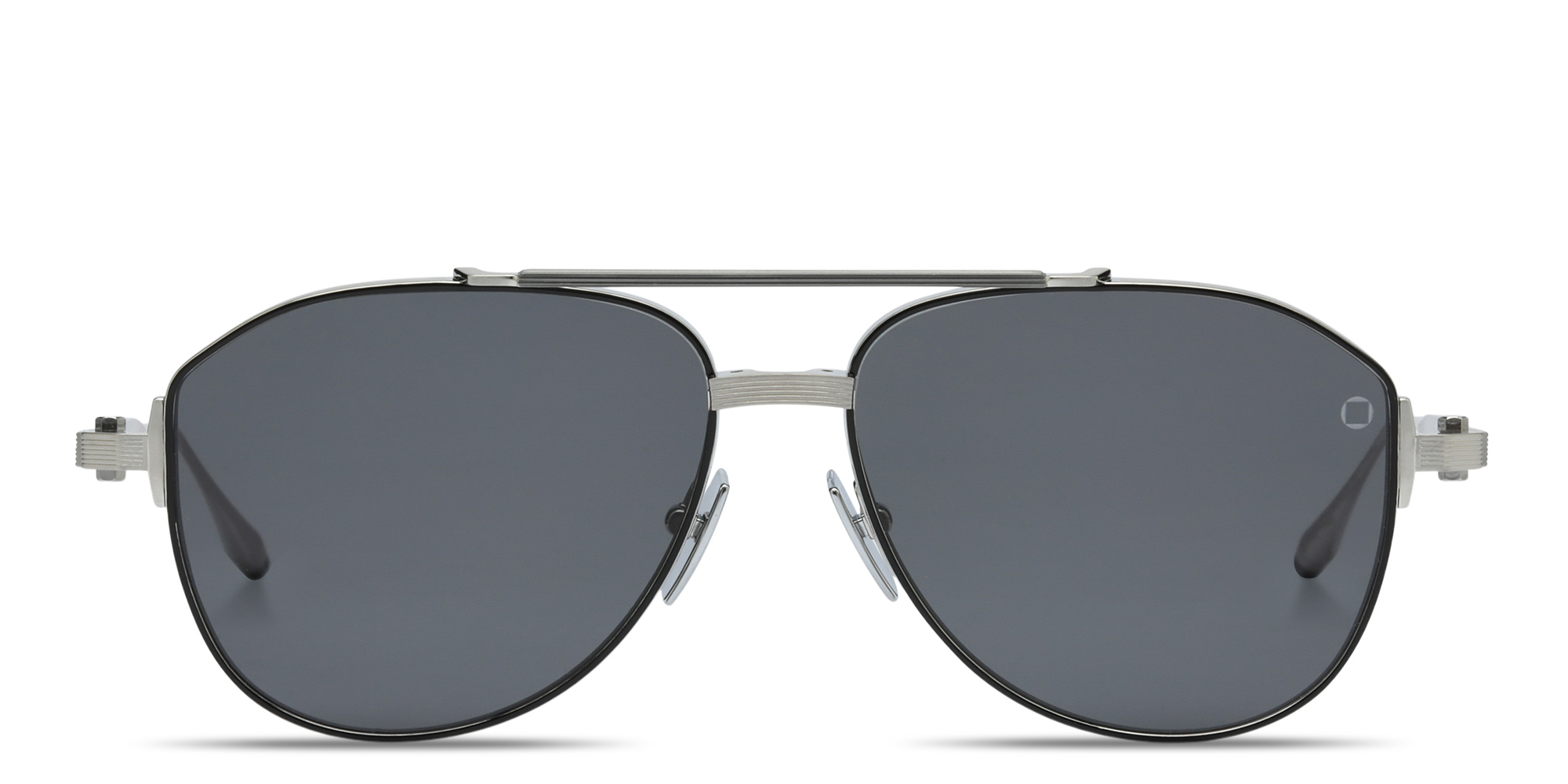 Shop AKONI Helios Unisex Aviator Sunglasses in Silver online.