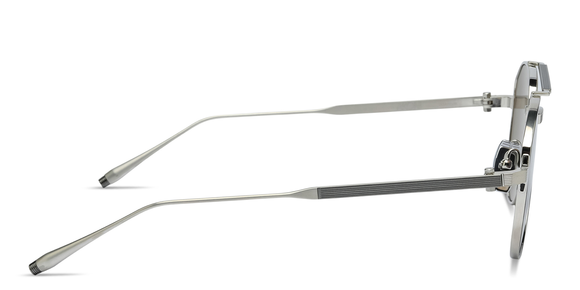 Shop AKONI Helios Unisex Aviator Sunglasses in Silver online.