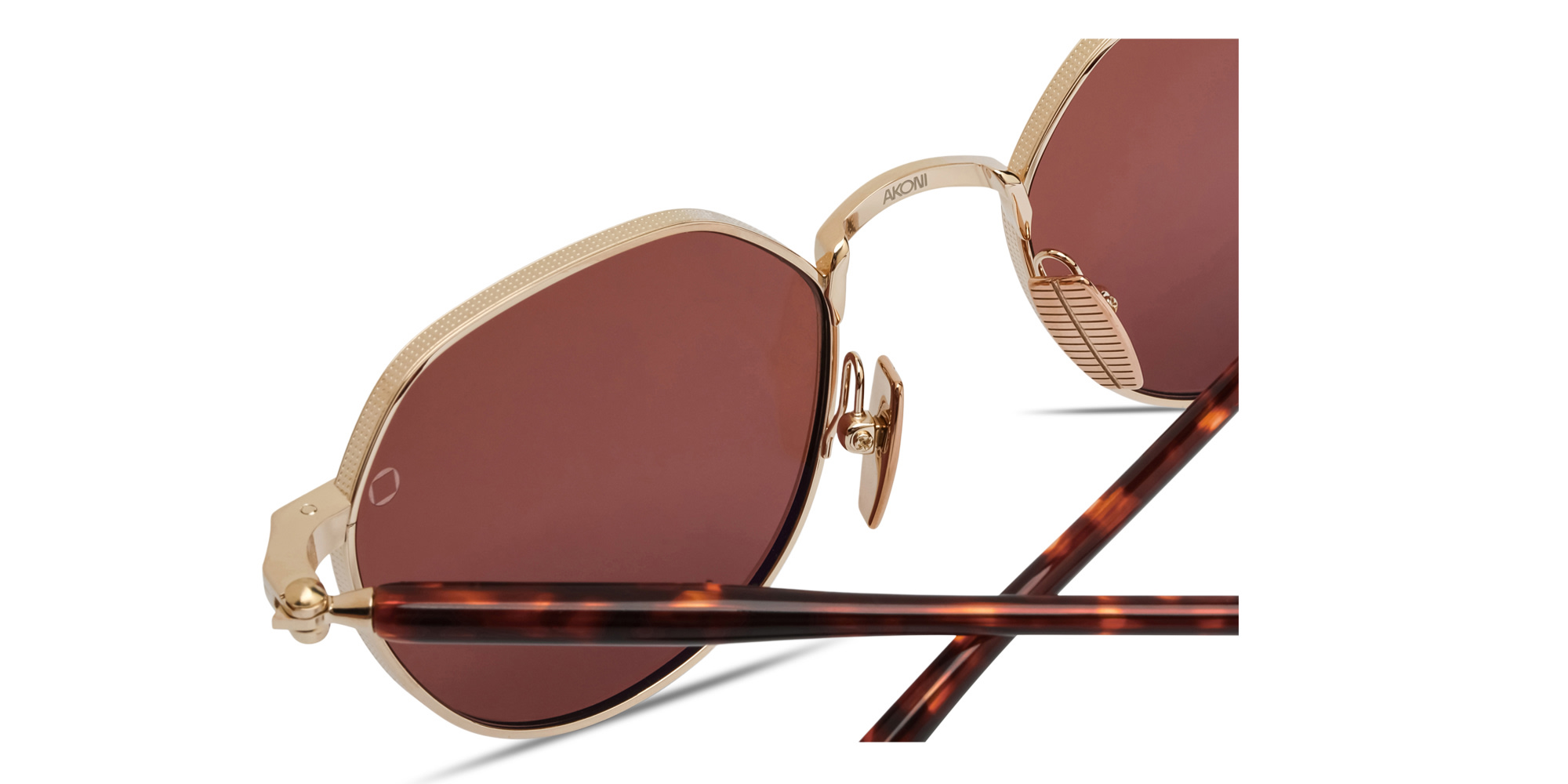 Shop AKONI Themis Unisex Panthos Sunglasses in Gold online.